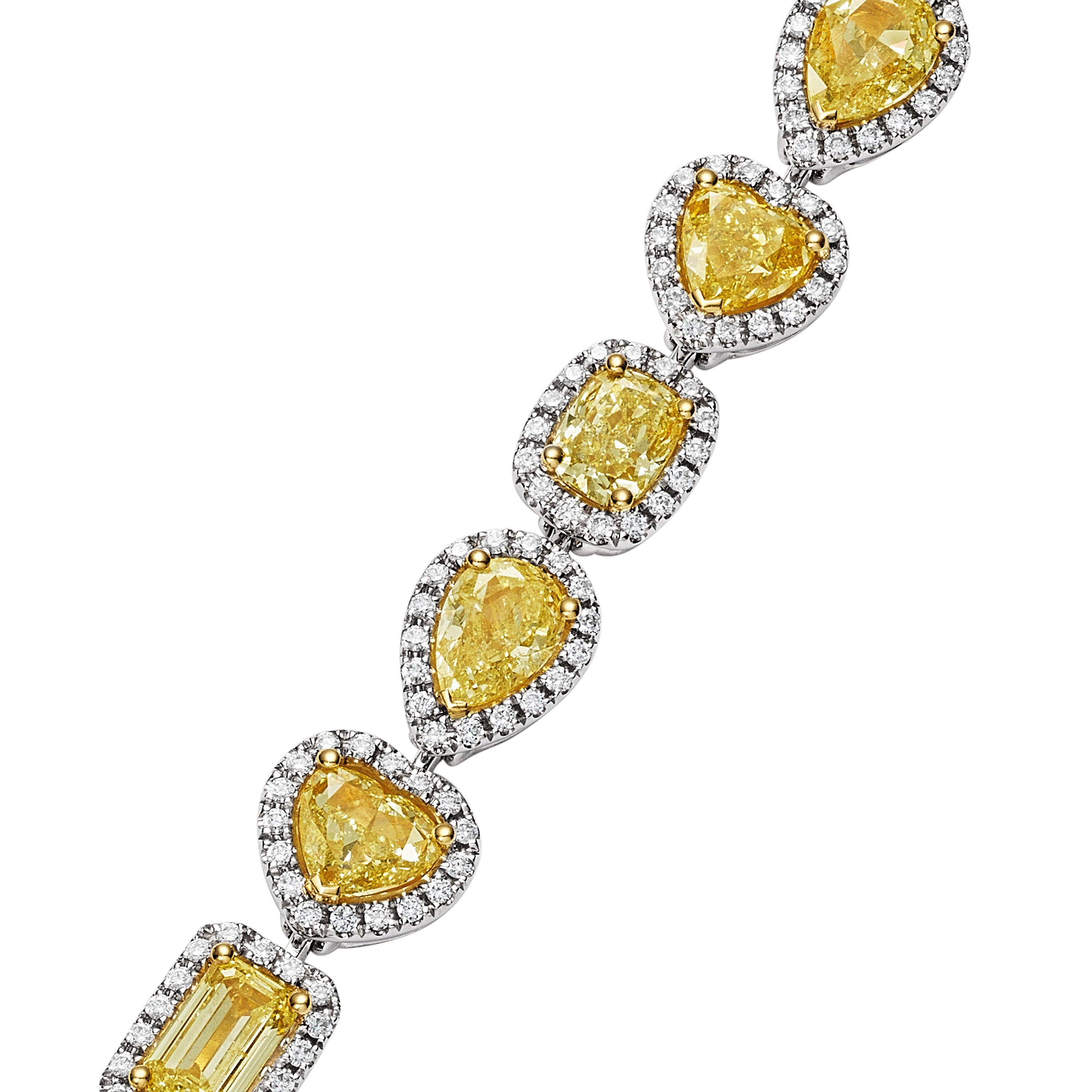 Multi - Shaped Fancy Yellow Diamond Bracelet, 14 CT - Bracelets - Leviev Diamonds