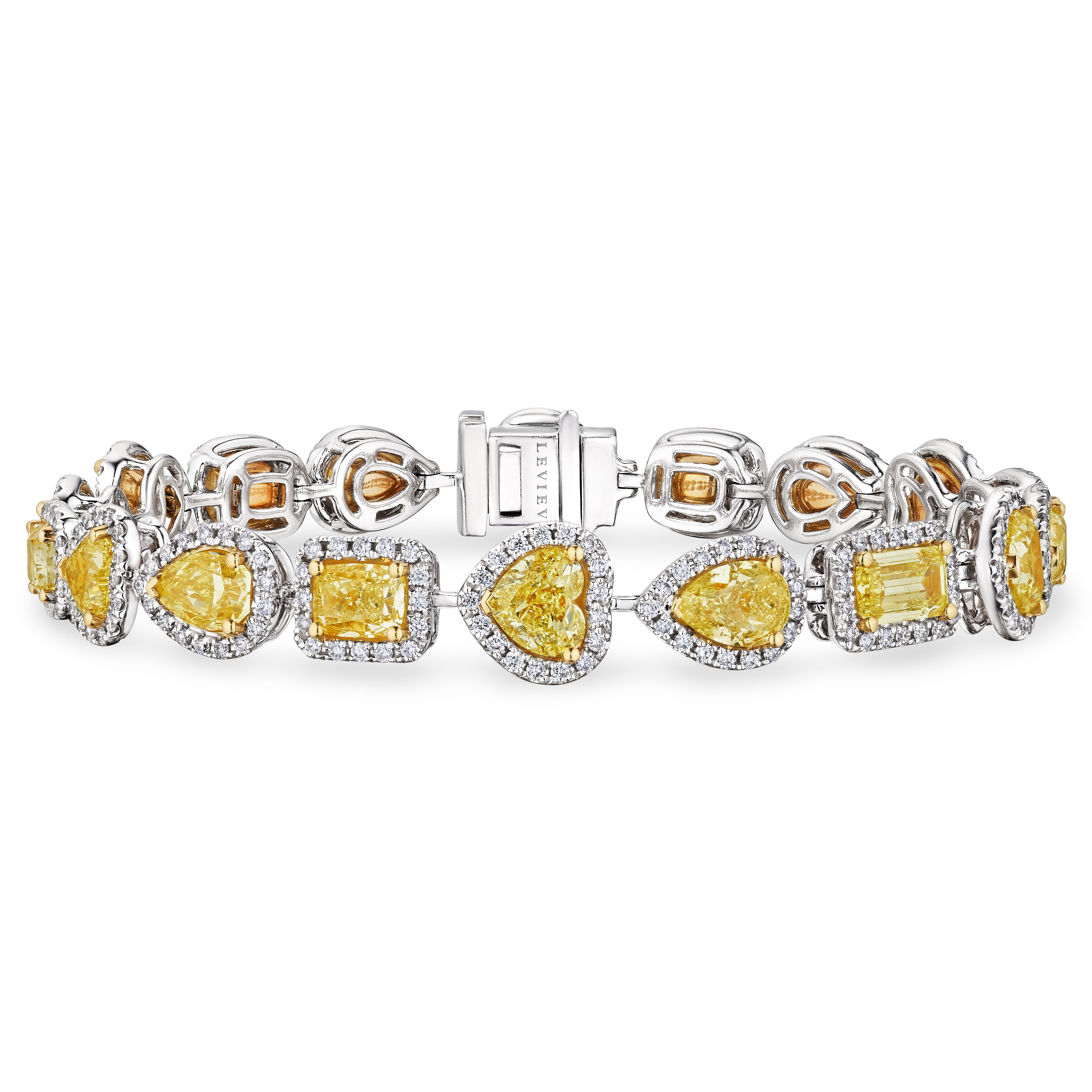 Multi - Shaped Fancy Yellow Diamond Bracelet, 14 CT - Bracelets - Leviev Diamonds