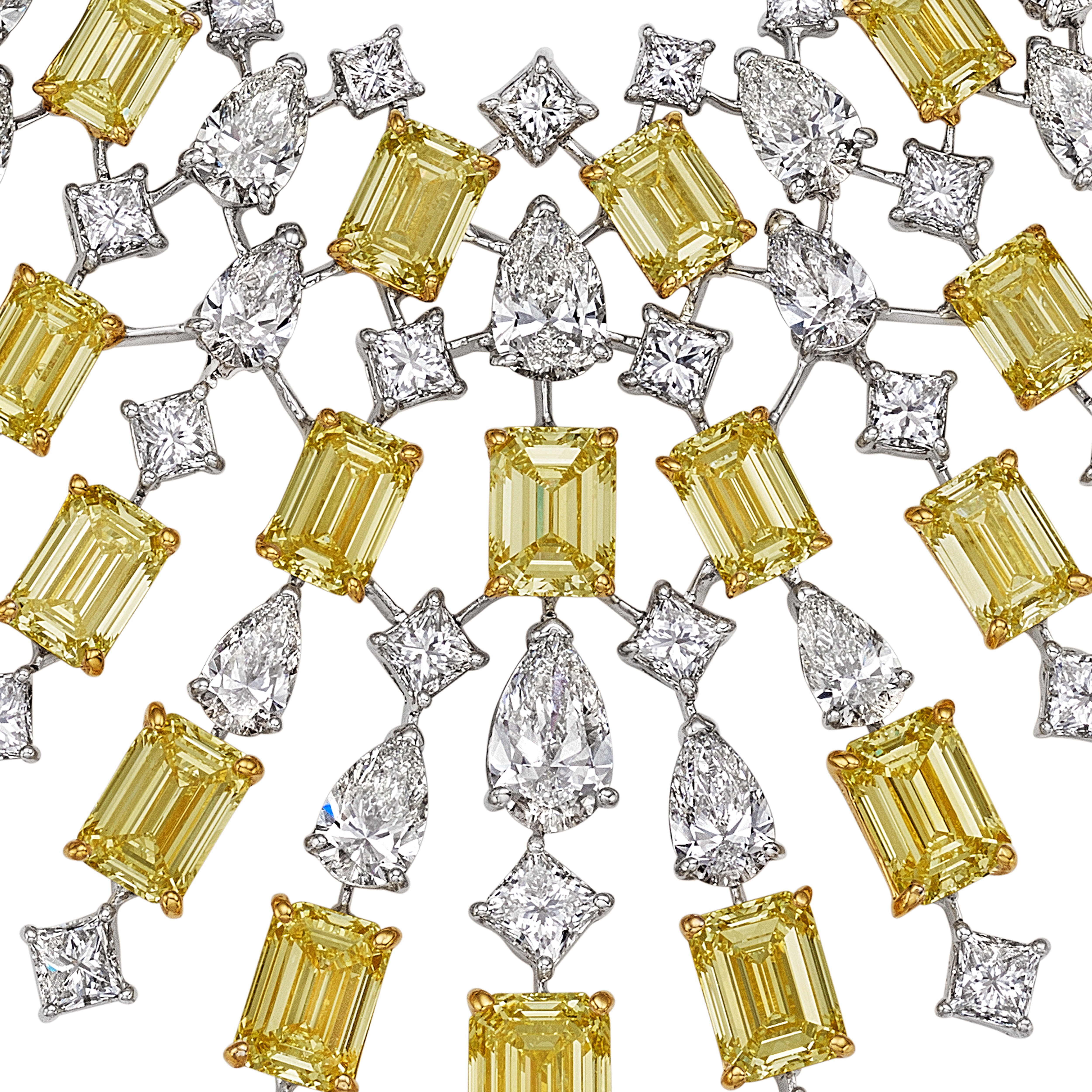 Multi - Shaped White and Fancy Light Yellow Diamond Necklace, 125 CT - Necklaces - Leviev Diamonds