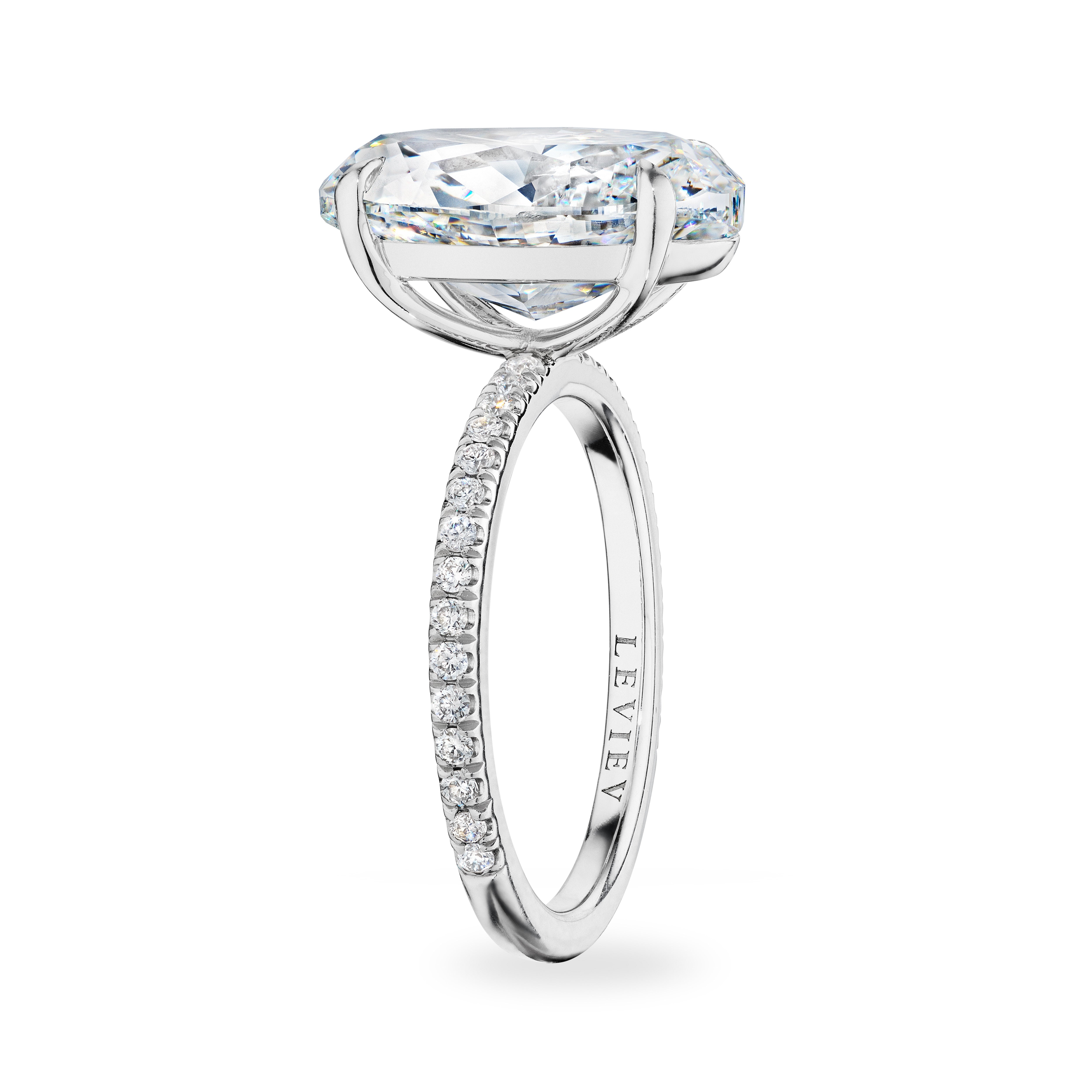 Oval Cut Diamond Ring with Pave Band, 5 CT - Rings - Leviev Diamonds