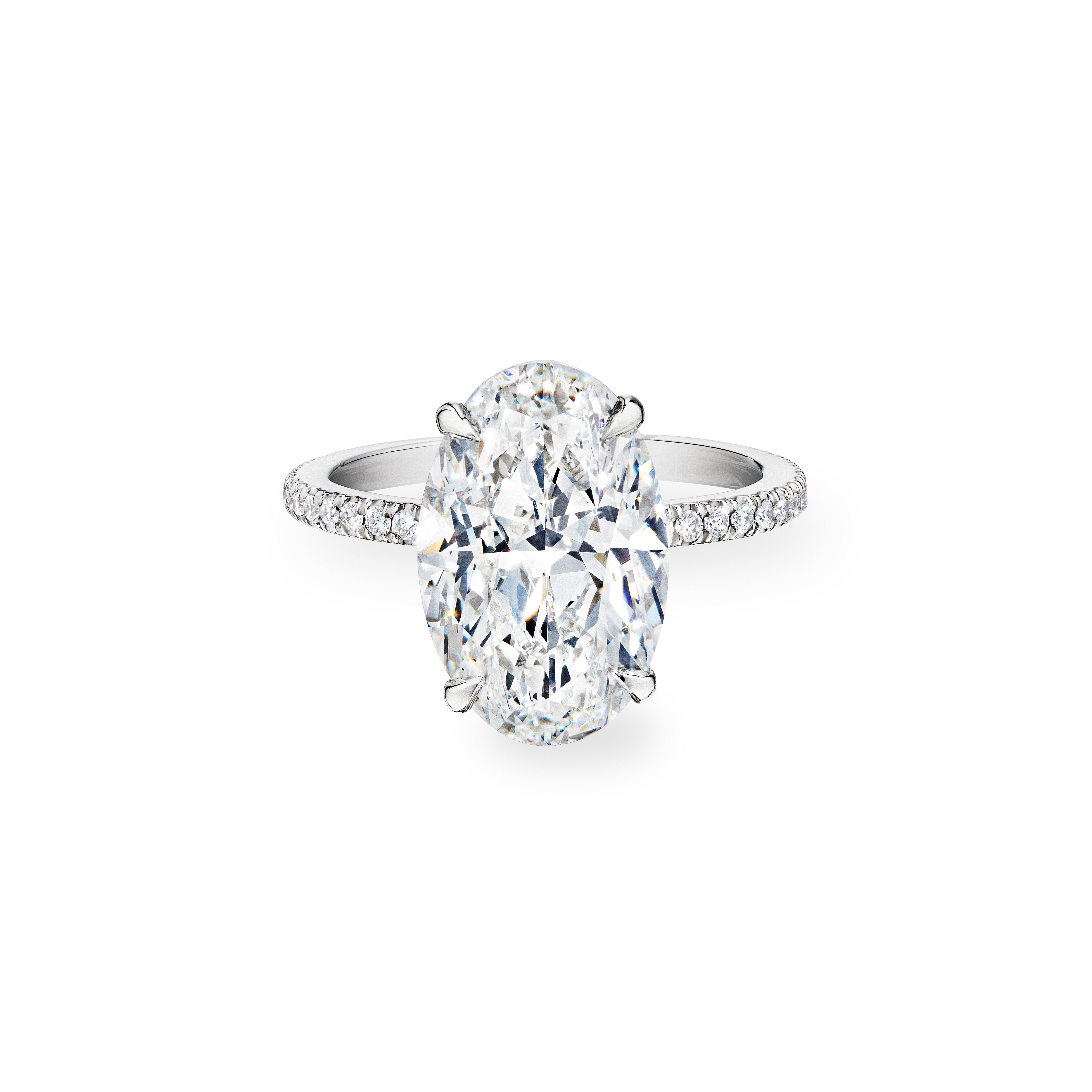 Oval Cut Diamond Ring with Side Diamonds, 5.02 CT - Rings - Leviev Diamonds