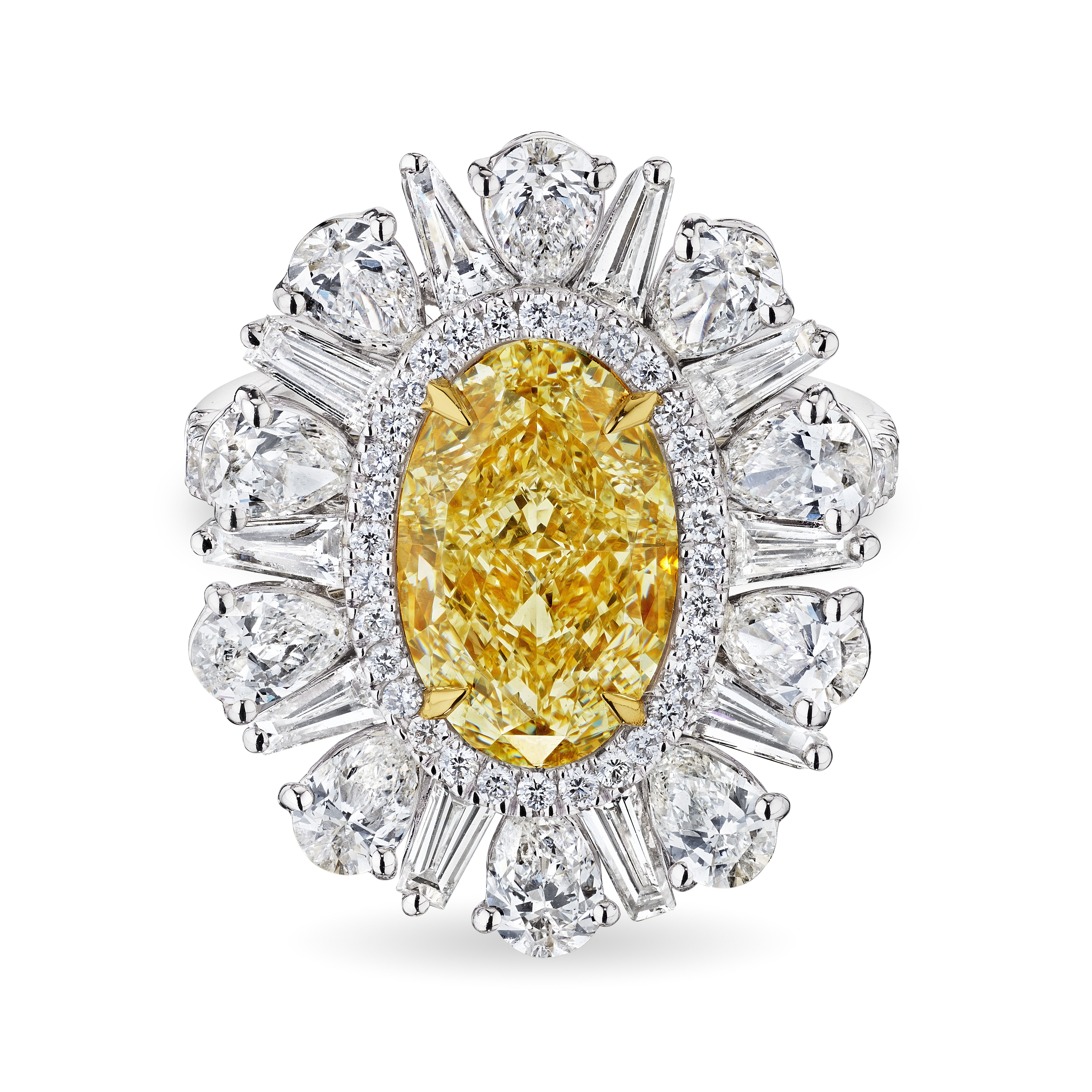 Oval Cut Fancy Light Yellow Cocktail Ring, 4 CT - Rings - Leviev Diamonds