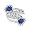 Pear Shape Diamond Spiral Ring with Sapphires, 0.8 CT - Rings - Leviev Diamonds