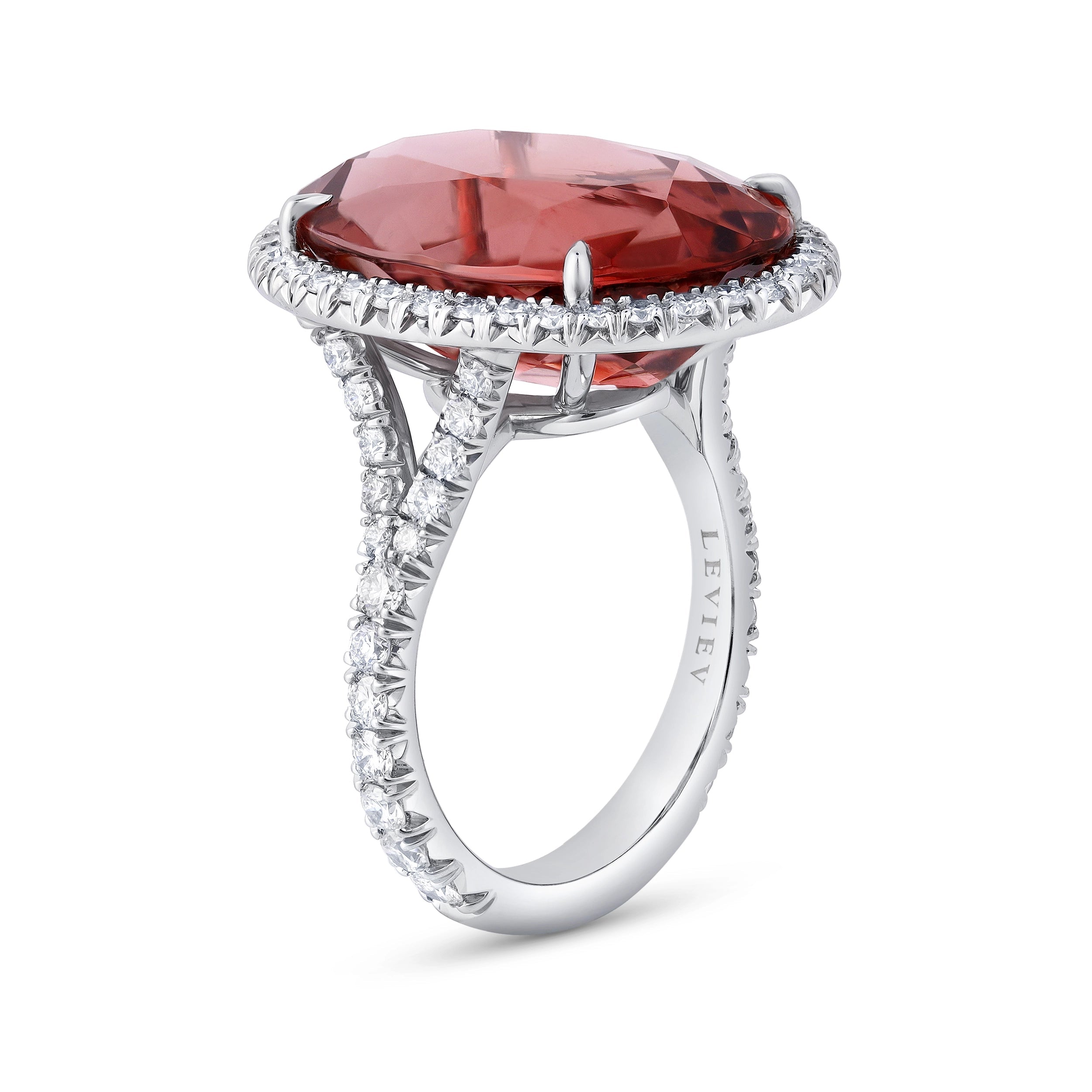 Pink Brown Tourmaline Oval Ring - Rings - Leviev