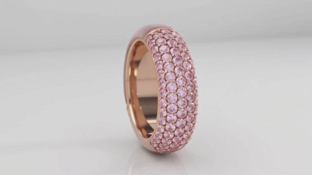 Video showing Blush Pavé 6.0 Carat Pink Sapphire & Agate Ring in 18K Rose Gold