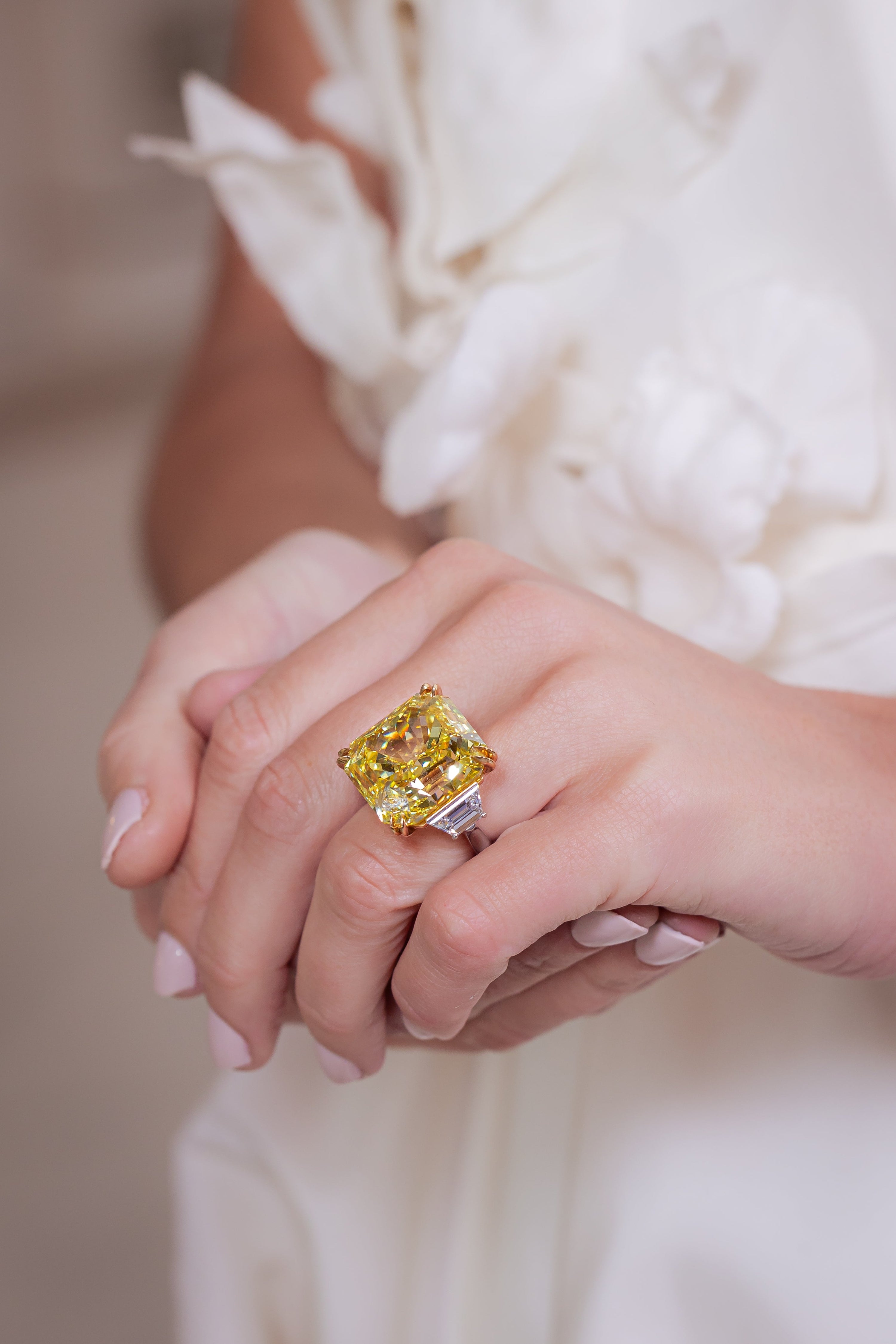 Radiant Cut Fancy Vivid Yellow Diamond Ring, 50 CT - Rings - Leviev