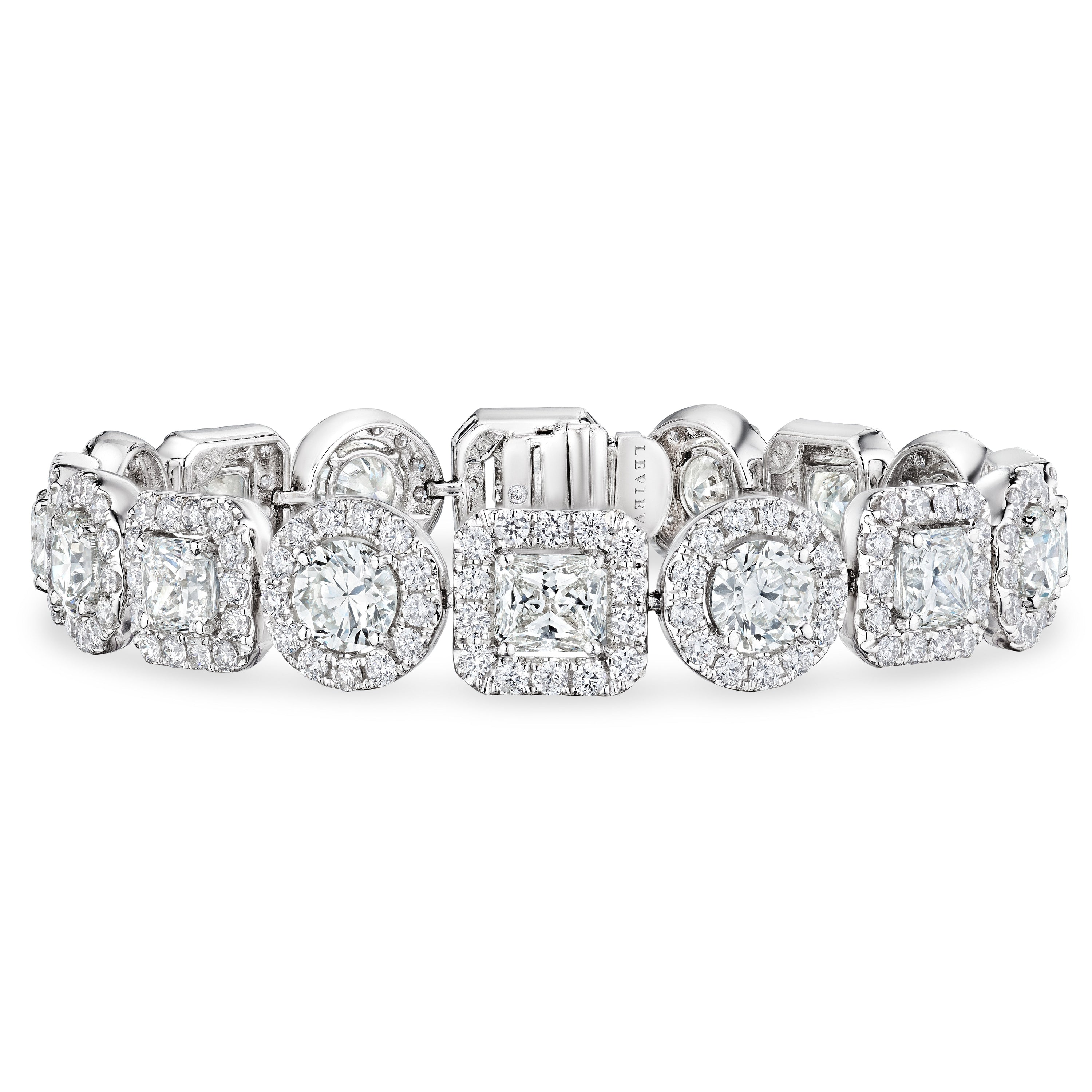 Round and Radiant Cut Diamond Bracelet, 16 CT - Bracelets - Leviev Diamonds