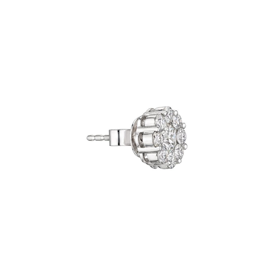 Round Cut Diamond Stud Earrings with Halo, 4 CT - Earrings - Leviev Diamonds