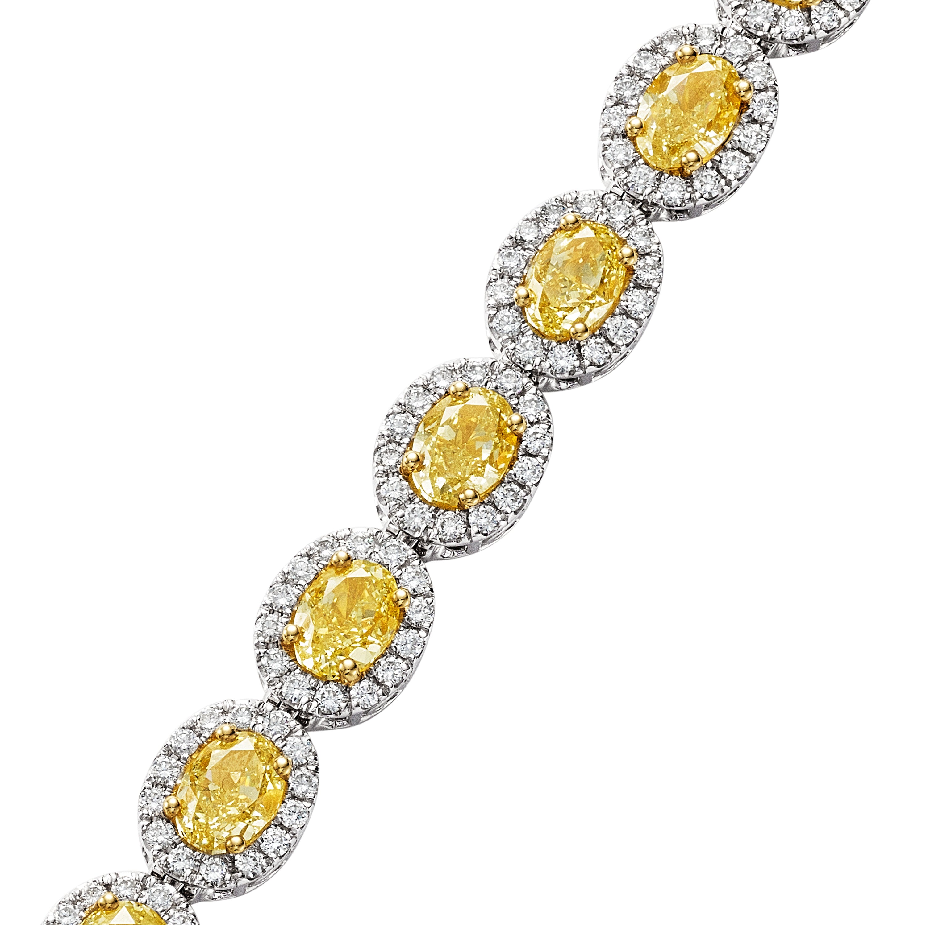 Round Shape Fancy Yellow Diamond Bracelet, 14 CT - Bracelets - Leviev Diamonds