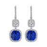 'Sapphire Skyfall' Square Drop Diamond Earrings, 6.55 CT - Earrings - Leviev Diamonds