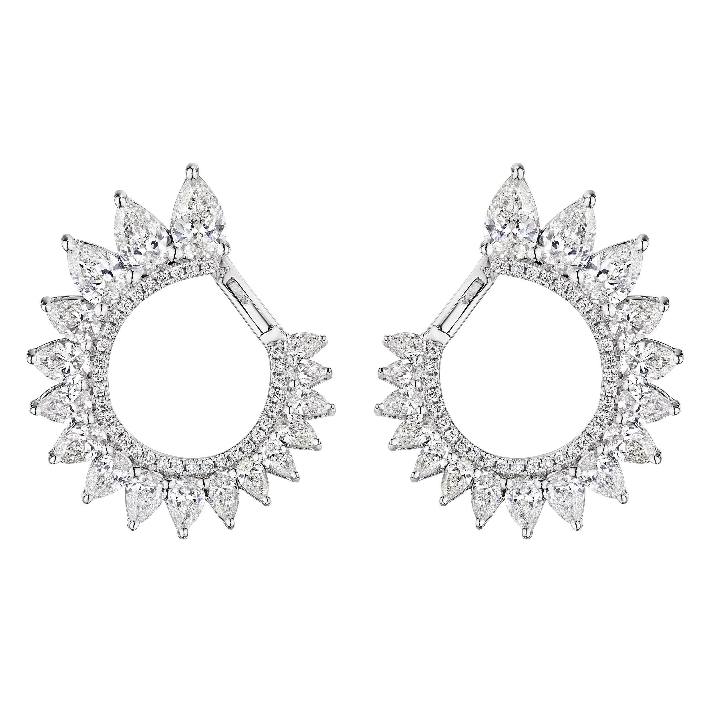 'Solar Majesty' Round and Pear Shape Diamond Earrings, 4 CT - Earrings - Leviev Diamonds