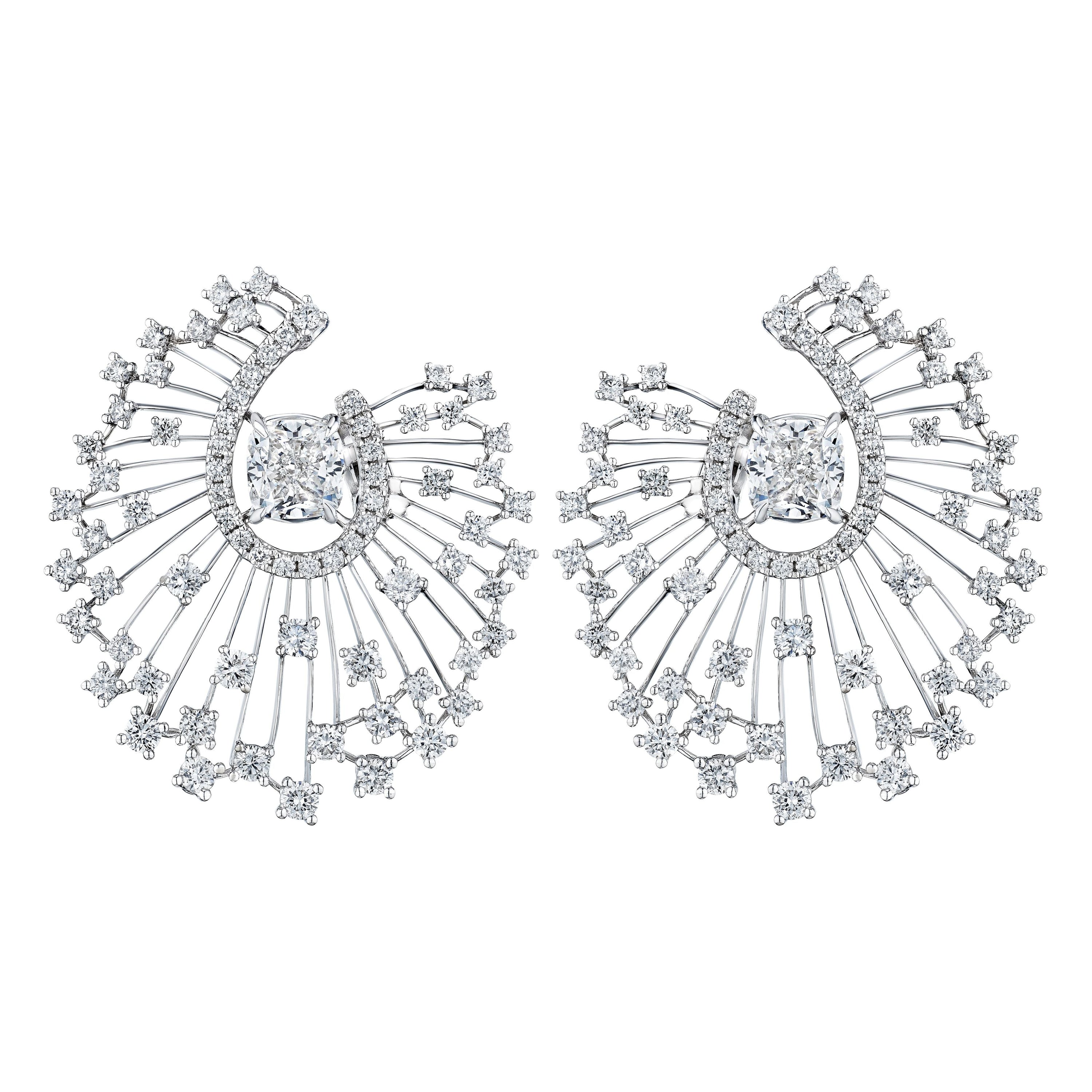 'Starlit Reverie' 18K White Gold Diamond Earrings, 3.54 CT - Leviev