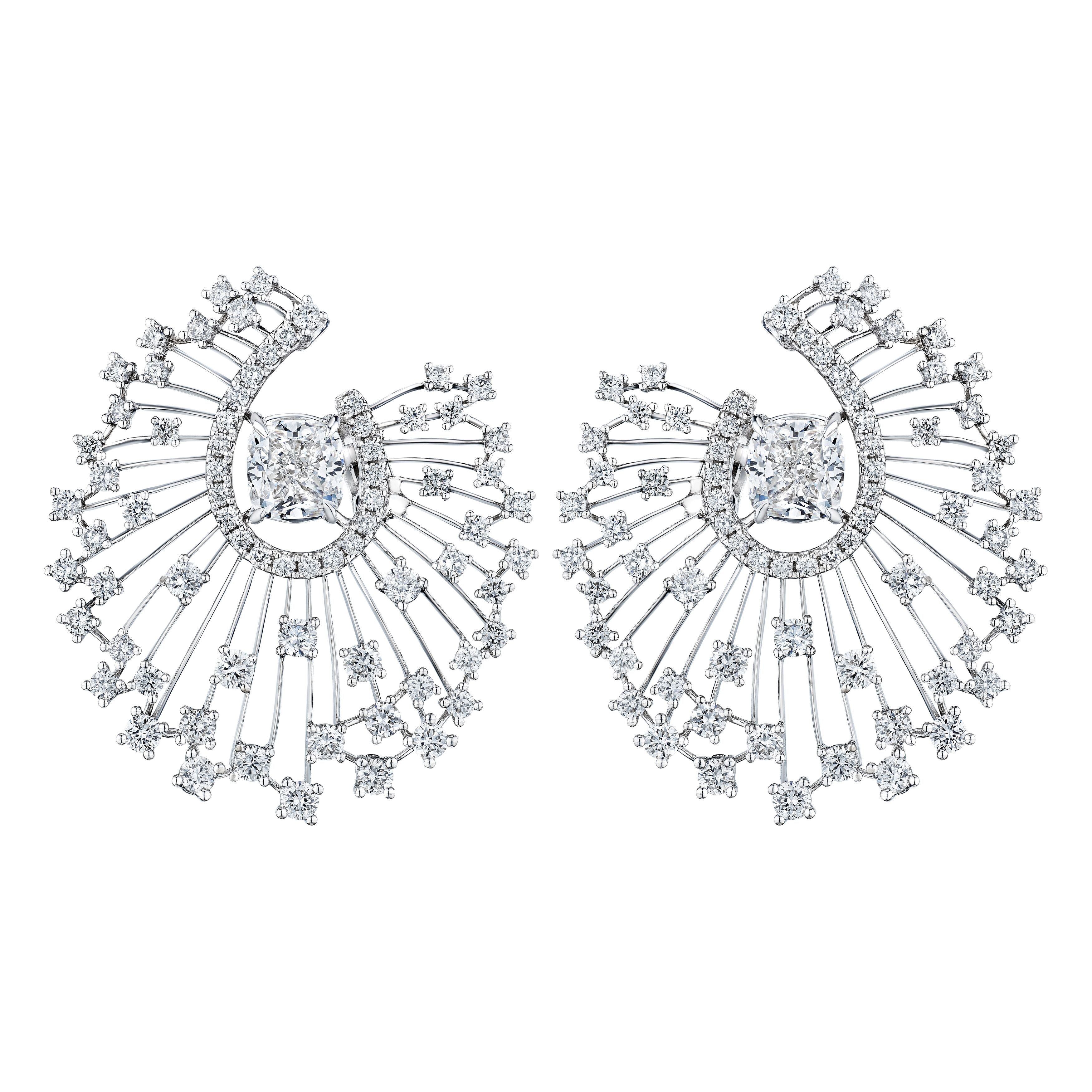 'Starlit Reverie' 18K White Gold Diamond Earrings, 3.54 CT - Leviev