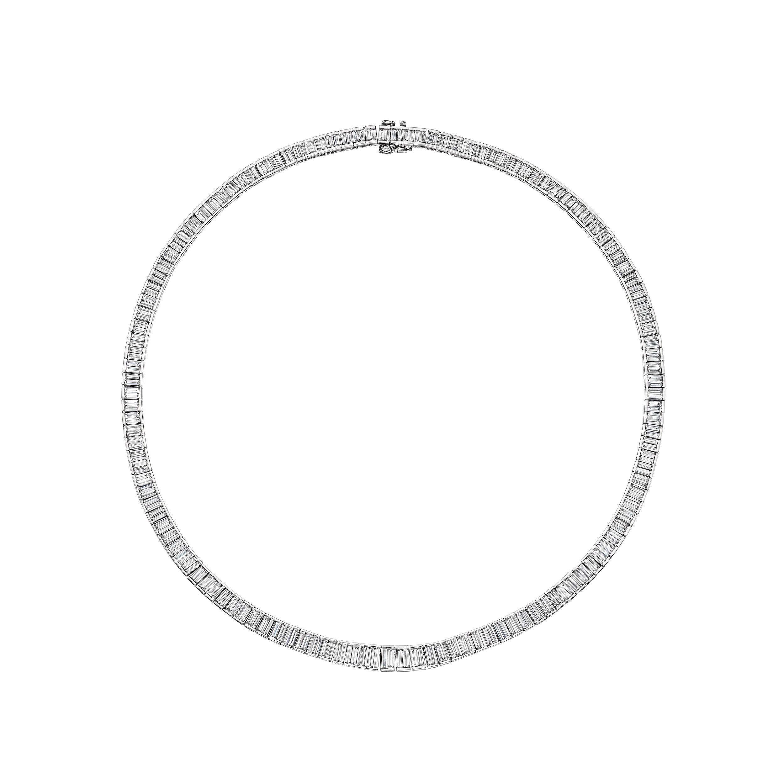 Tapered Baguettes Cut Diamond Necklace, 15 CT - Necklaces - Leviev Diamonds