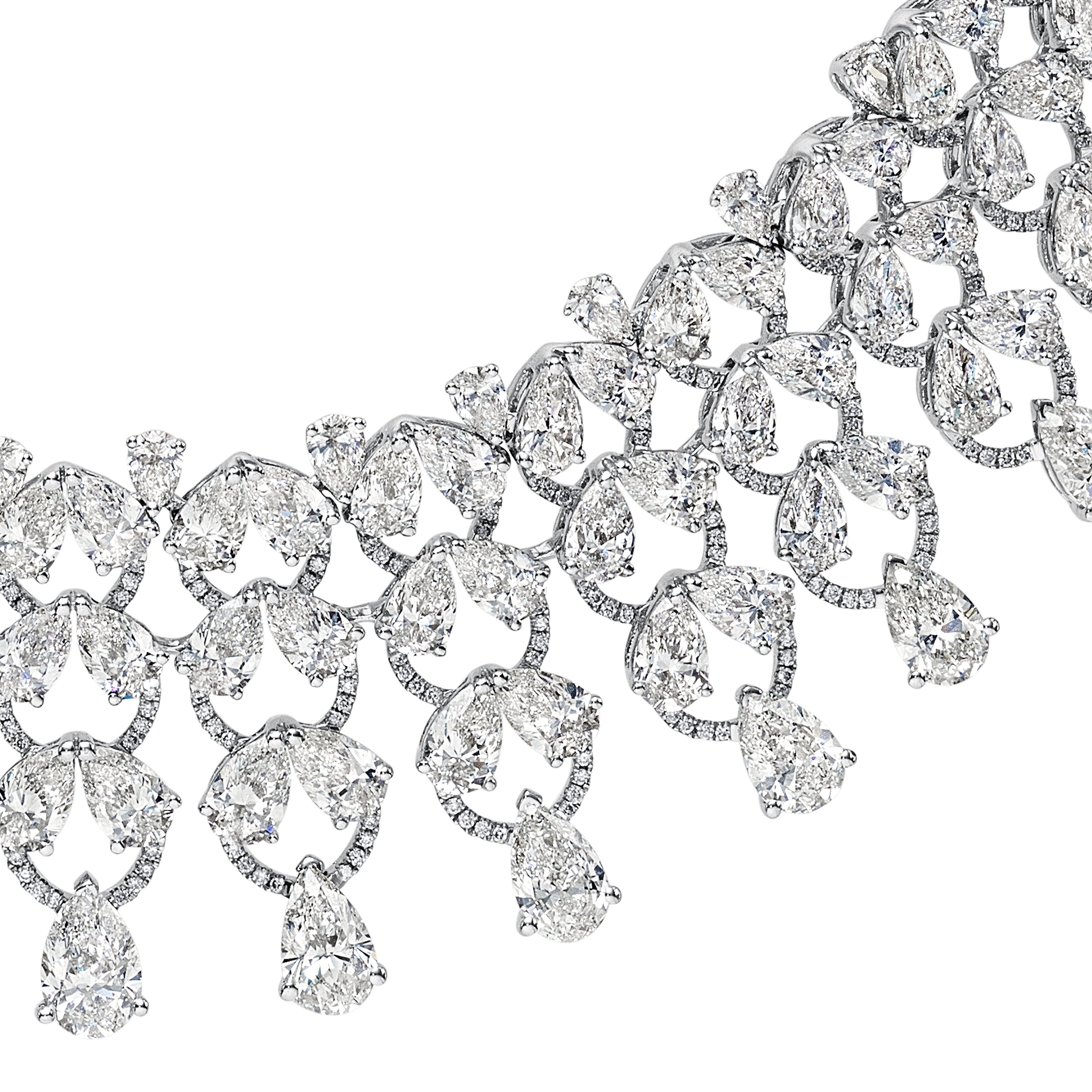 'The Carmen' Assorted Pear Diamond Necklace, 55 CT - Necklaces - Leviev Diamonds