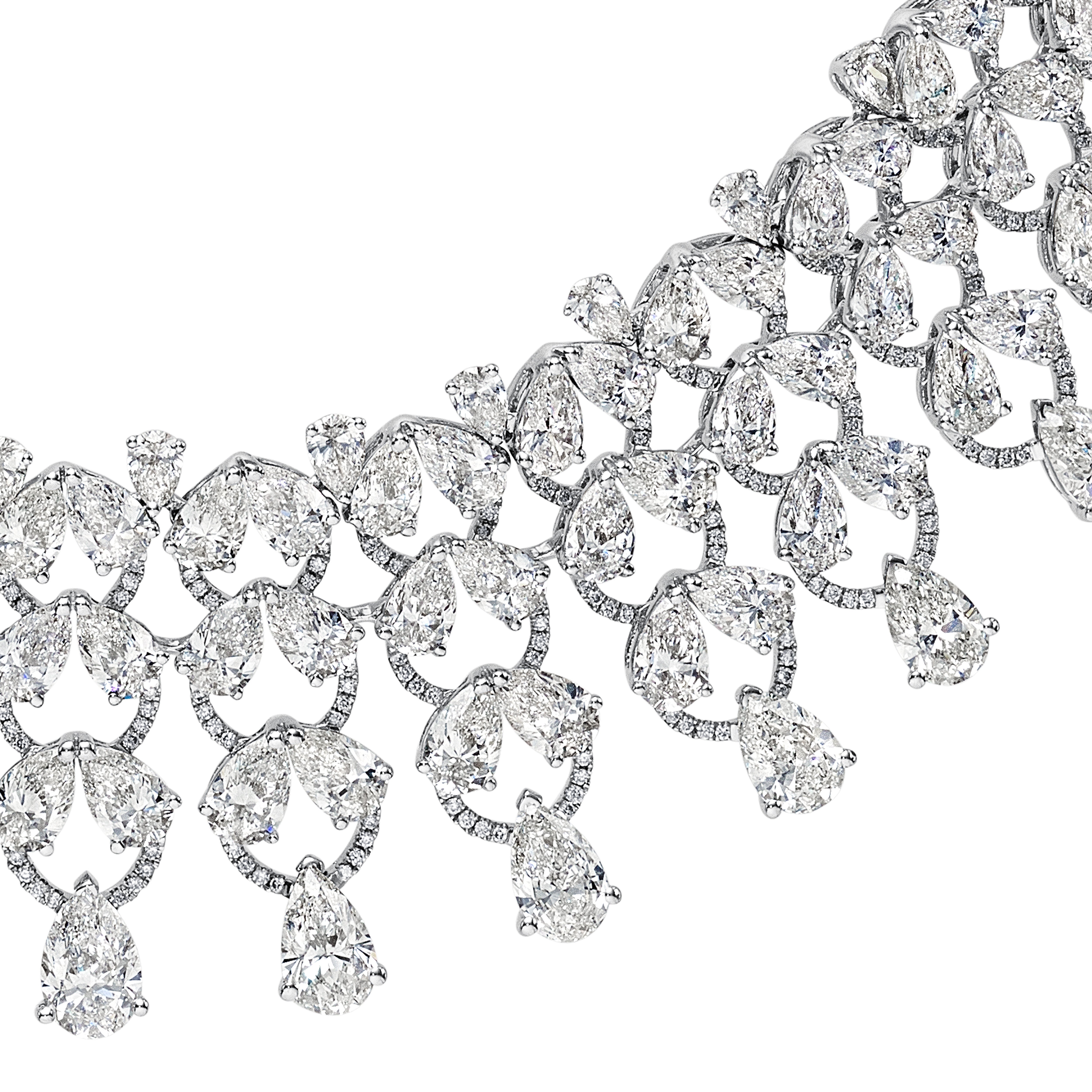 'The Carmen' Assorted Pear Diamond Necklace, 55 CT - Necklaces - Leviev Diamonds