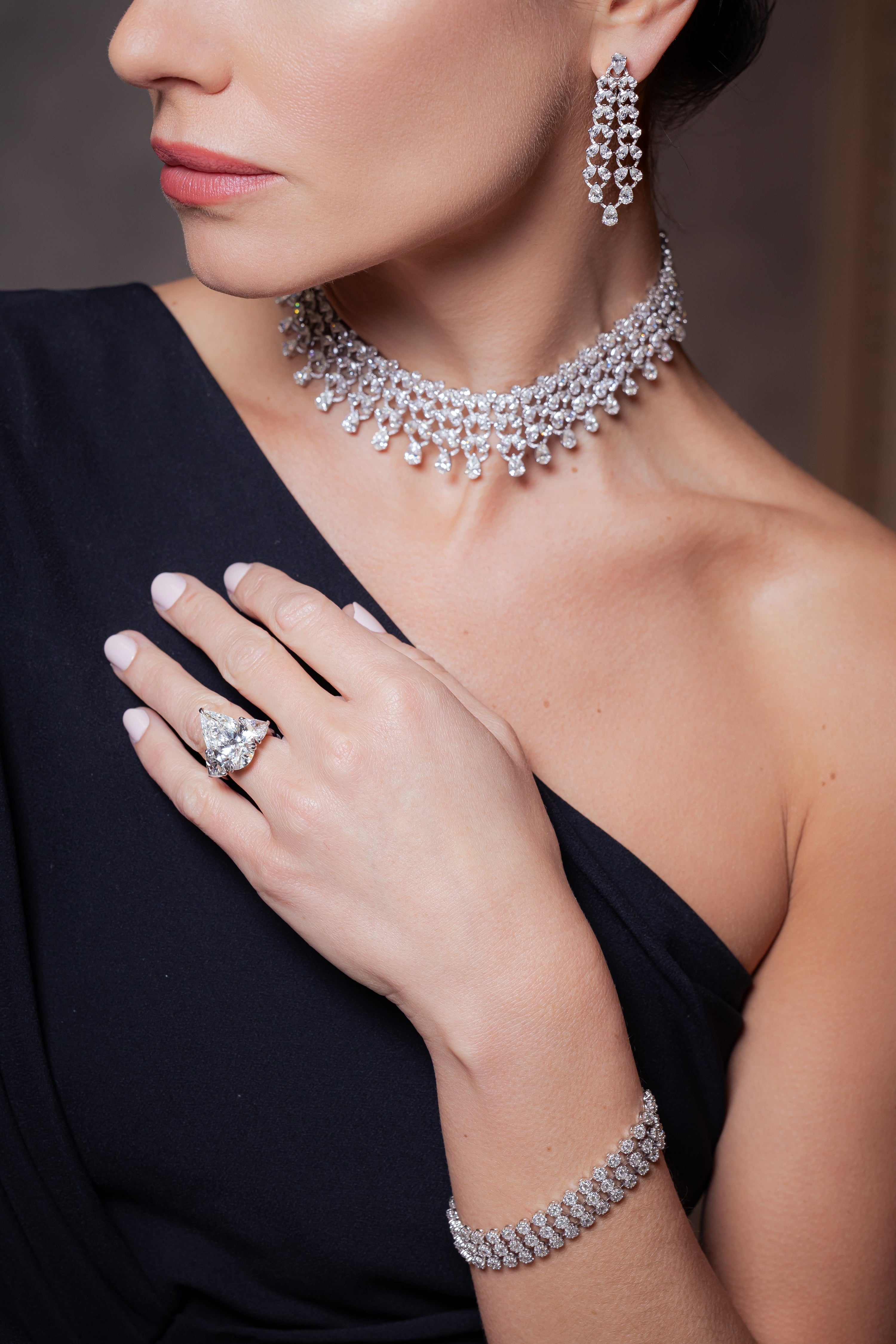 'The Carmen' Assorted Pear Diamond Necklace, 55 CT - Necklaces - Leviev