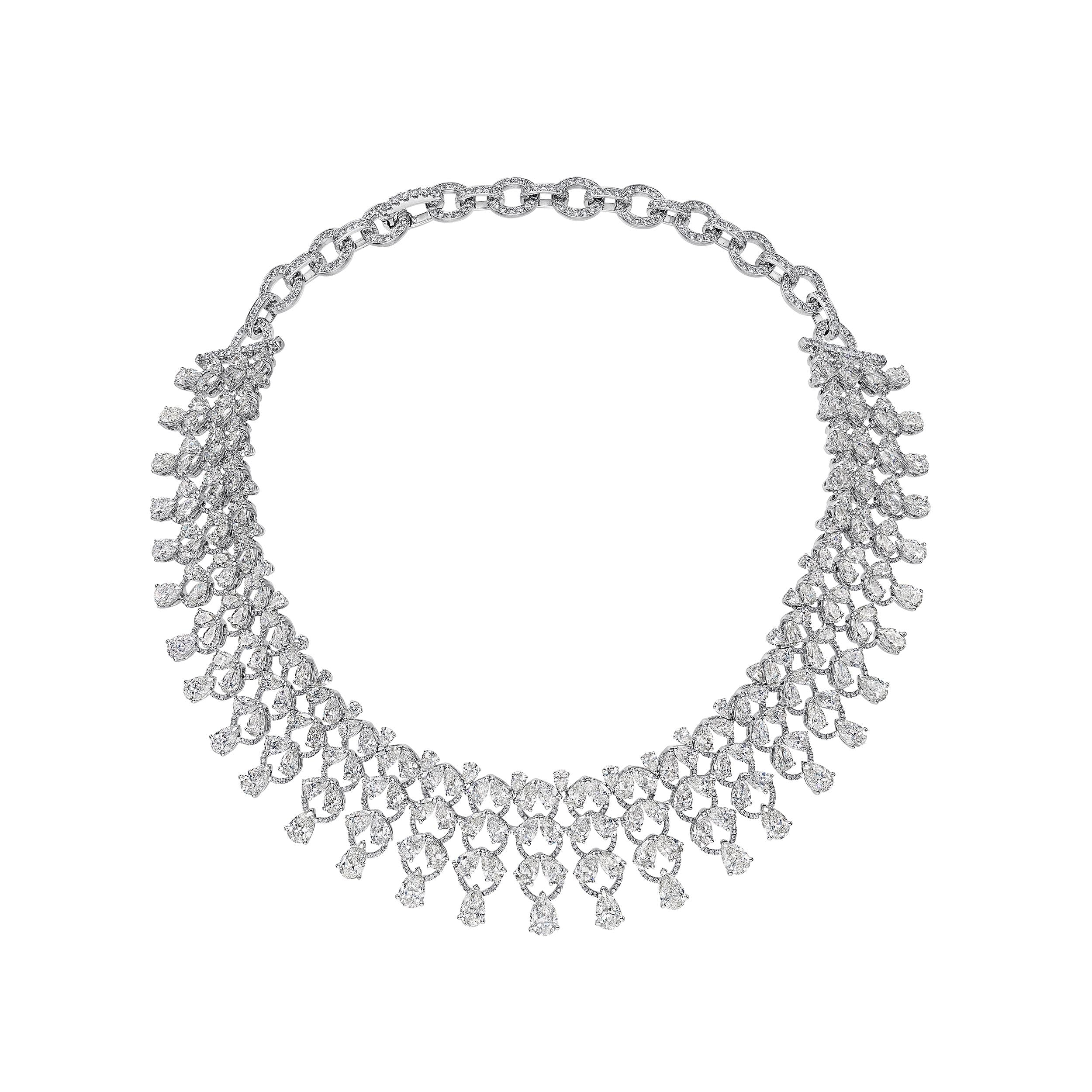 'The Carmen' Assorted Pear Diamond Necklace, 55 CT - Necklaces - Leviev Diamonds