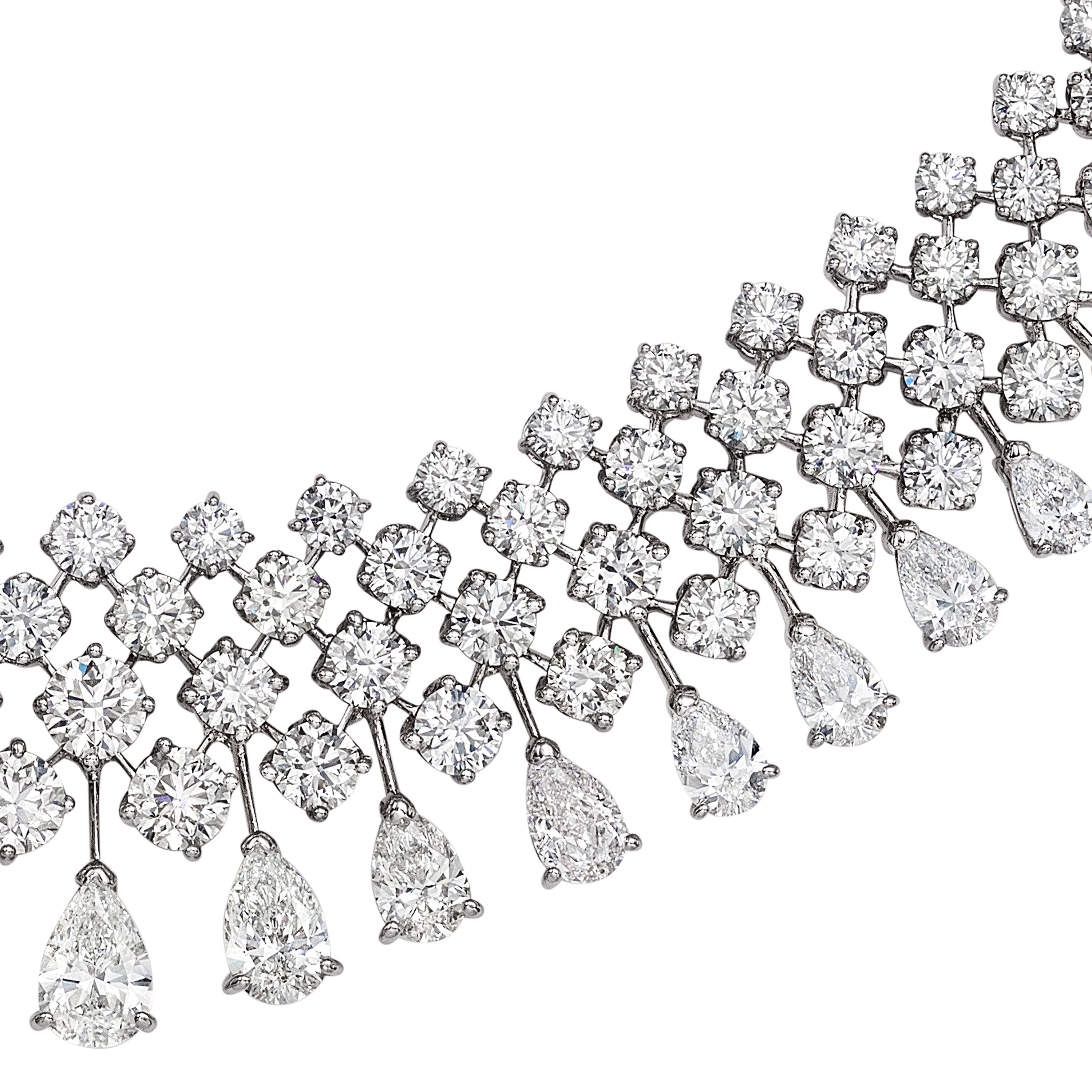 'The Cecil' Round and Pear Diamond Necklace, 42 CT - Necklaces - Leviev Diamonds