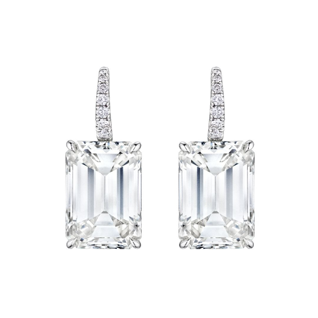 'Timeless Allure' Emerald Cut Diamond Earrings, 7 CT Each - Earrings - Leviev Diamonds