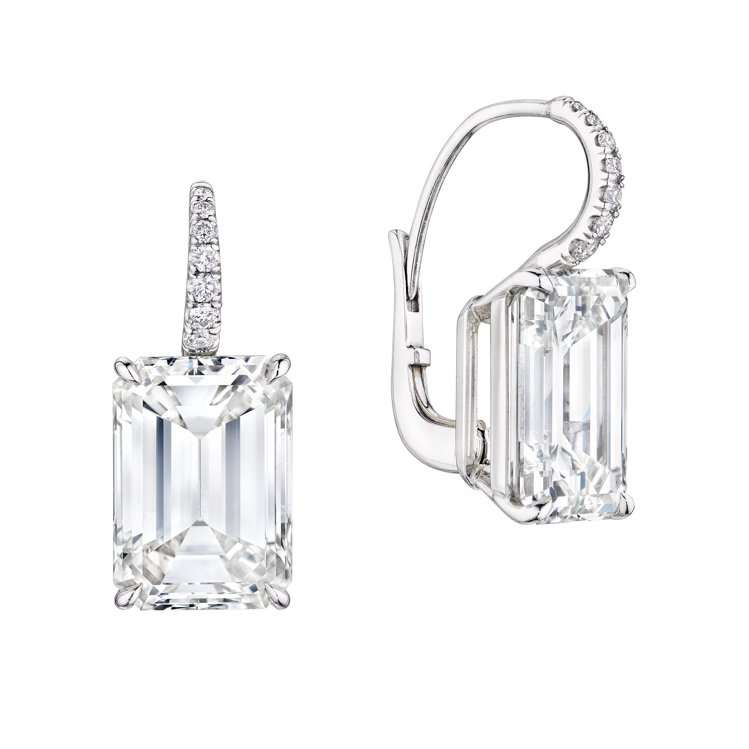 'Timeless Allure' Emerald Cut Diamond Earrings, 7 CT Each - Earrings - Leviev Diamonds