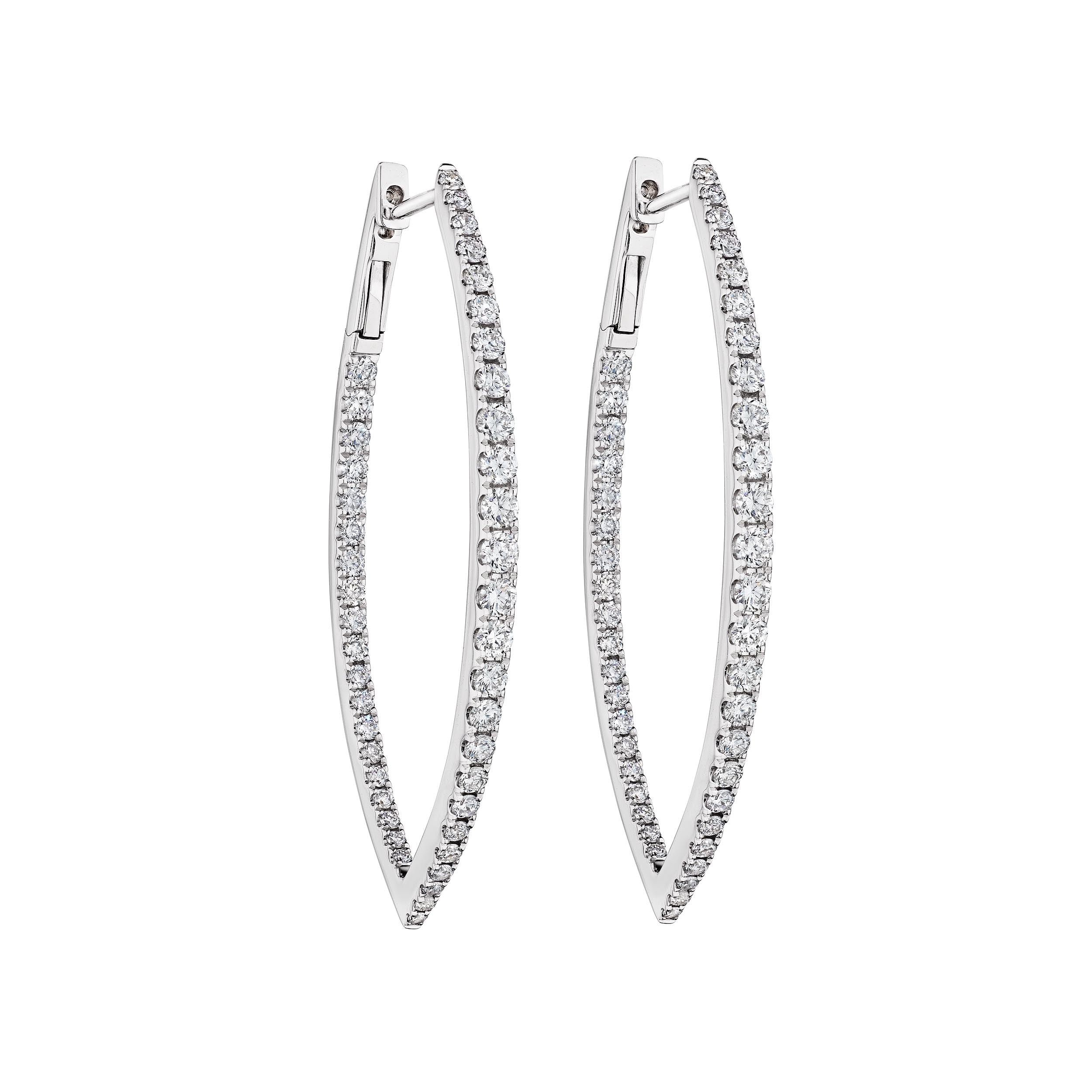 'V' Diamond Hoop Earrings, 1 CT - Earrings - Leviev Diamonds