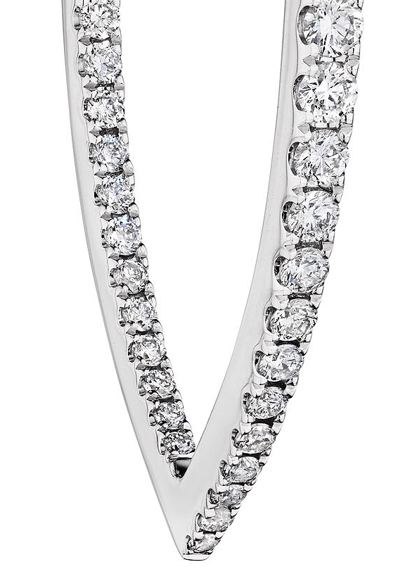 'V' Diamond Hoop Earrings, 1 CT - Earrings - Leviev Diamonds