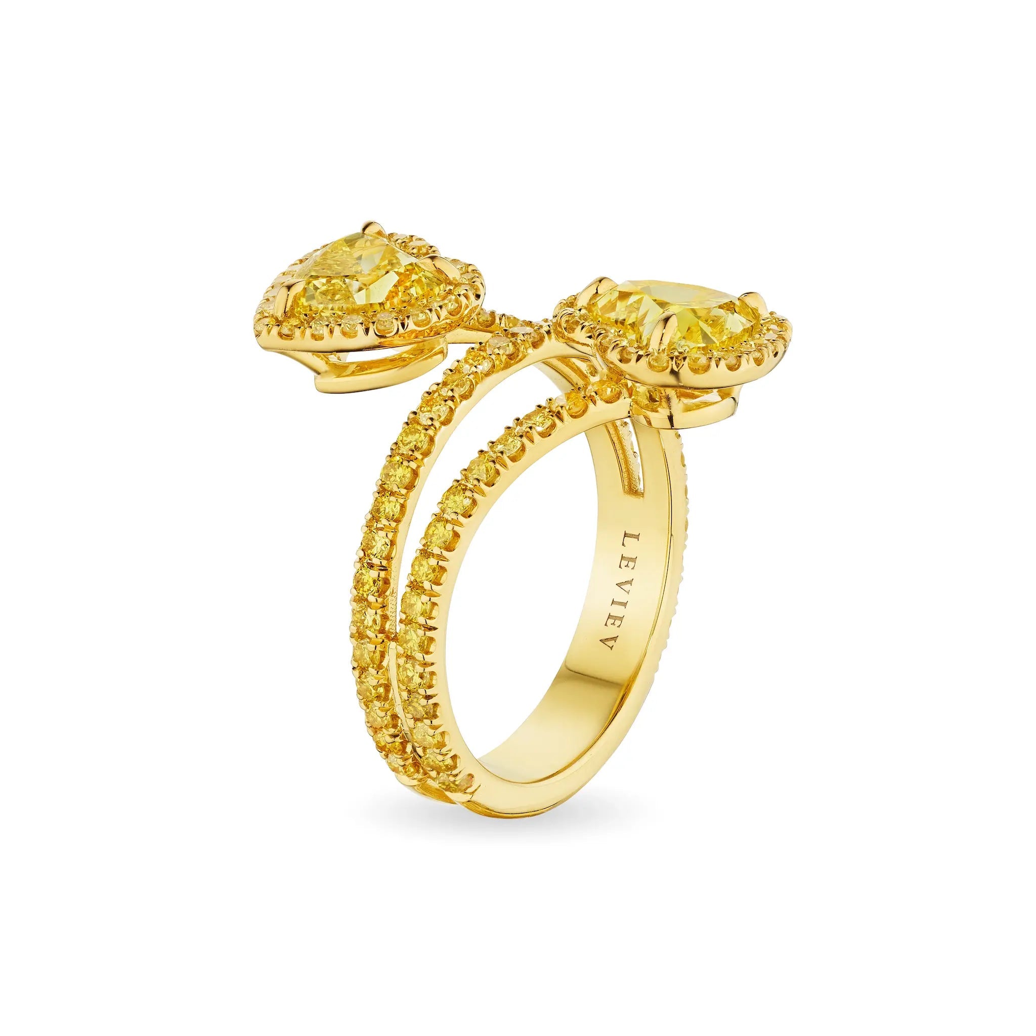 Vivid Yellow Heart Diamond Bypass Ring - Rings - Leviev