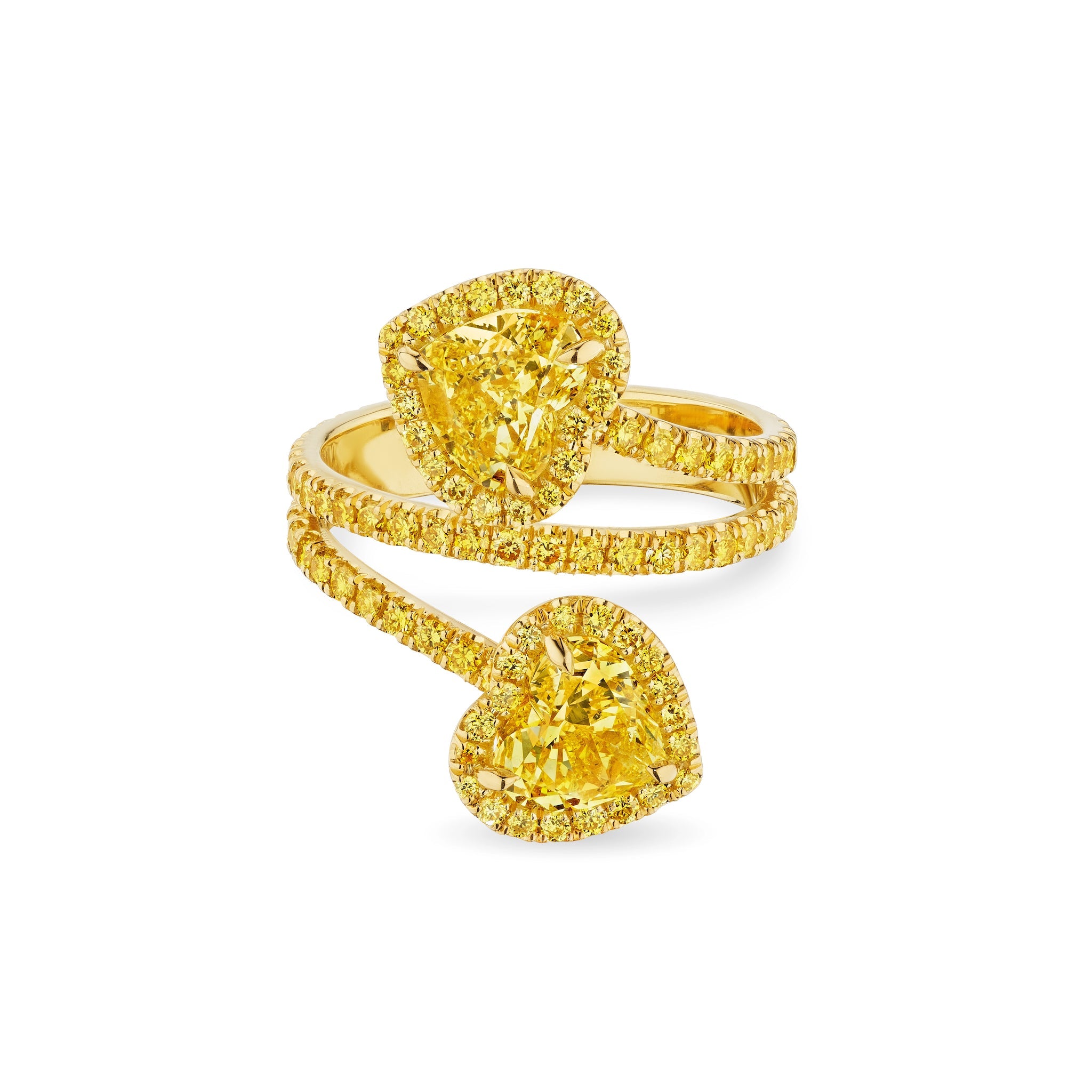 Vivid Yellow Heart Diamond Bypass Ring - Rings - Leviev