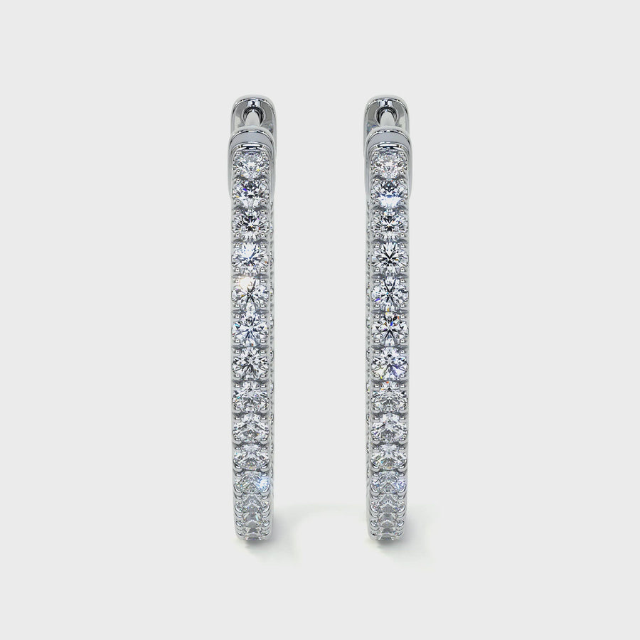 Diamond Hoop Earrings, 1.80 CT