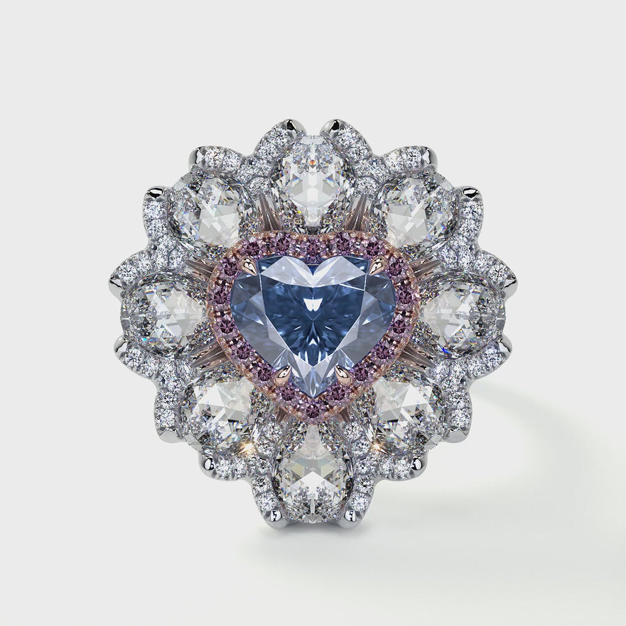 Heart Shaped Blue Diamond Ring