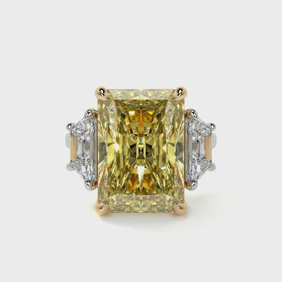 Fancy Intense Yellow Radiant Cut Diamond Ring, 10 Carat
