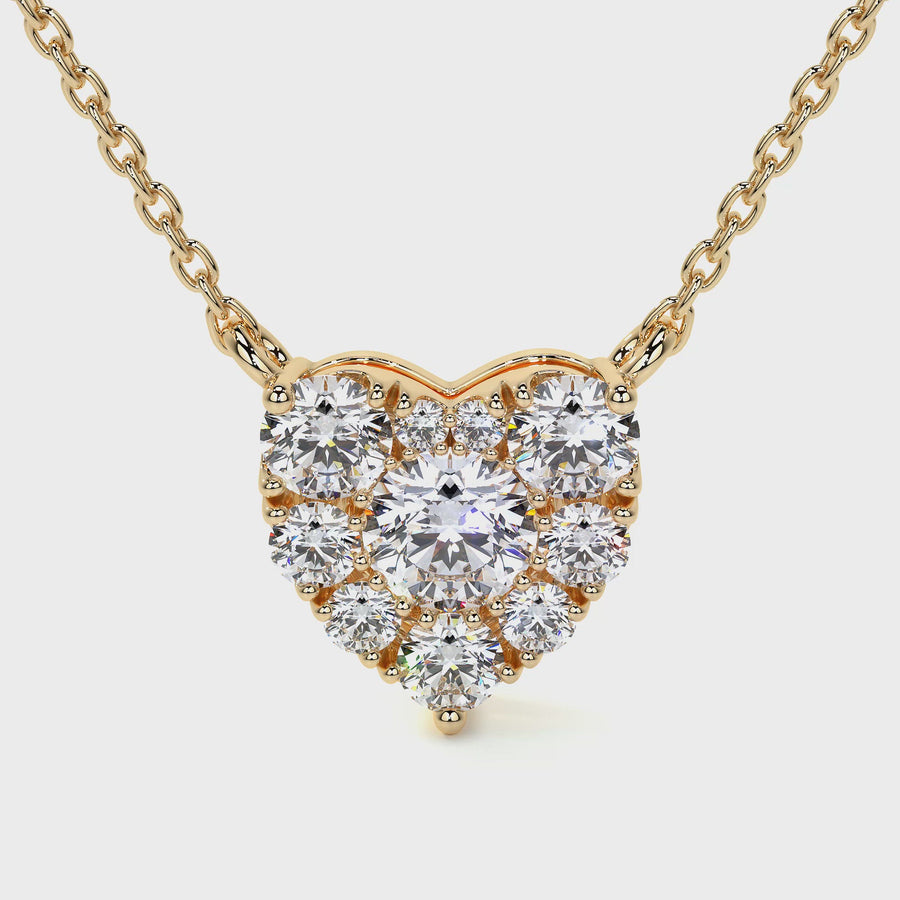 Diamond Heart Shaped Pave Necklace