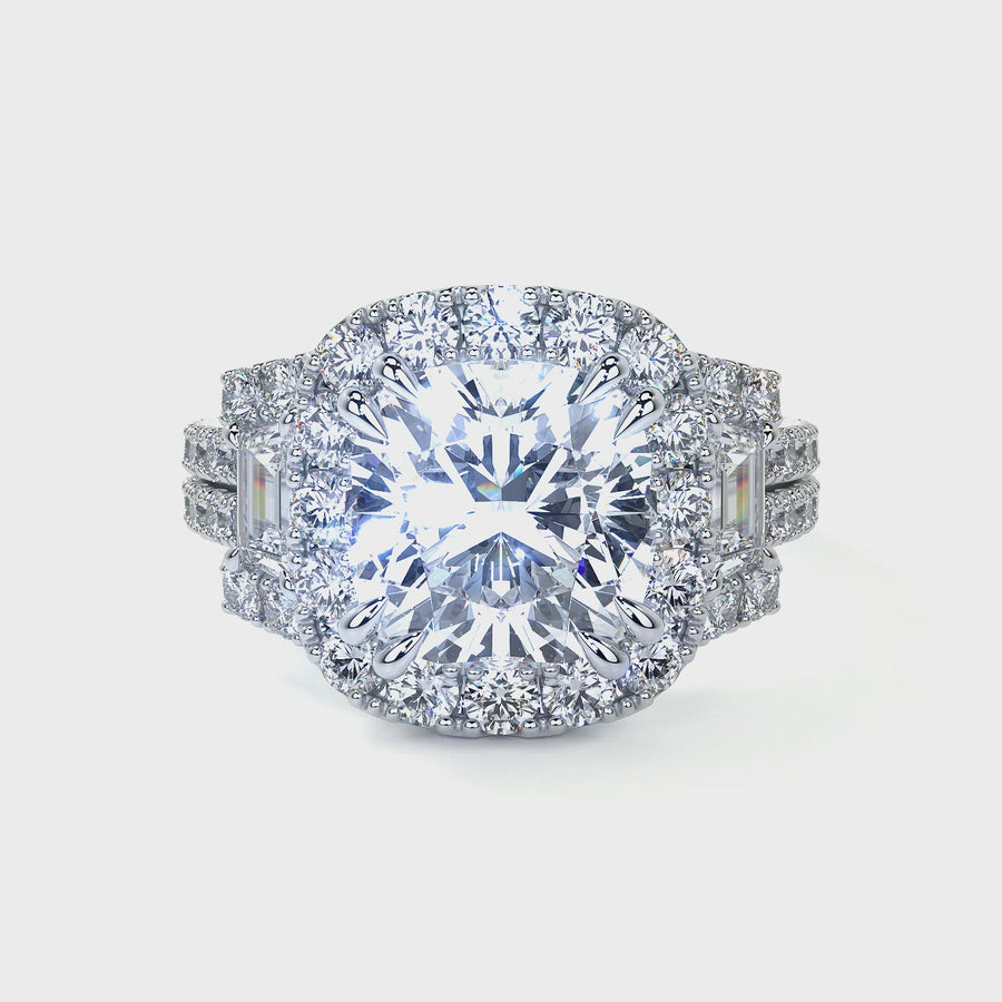 Cushion Cut Diamond Ring With Halo