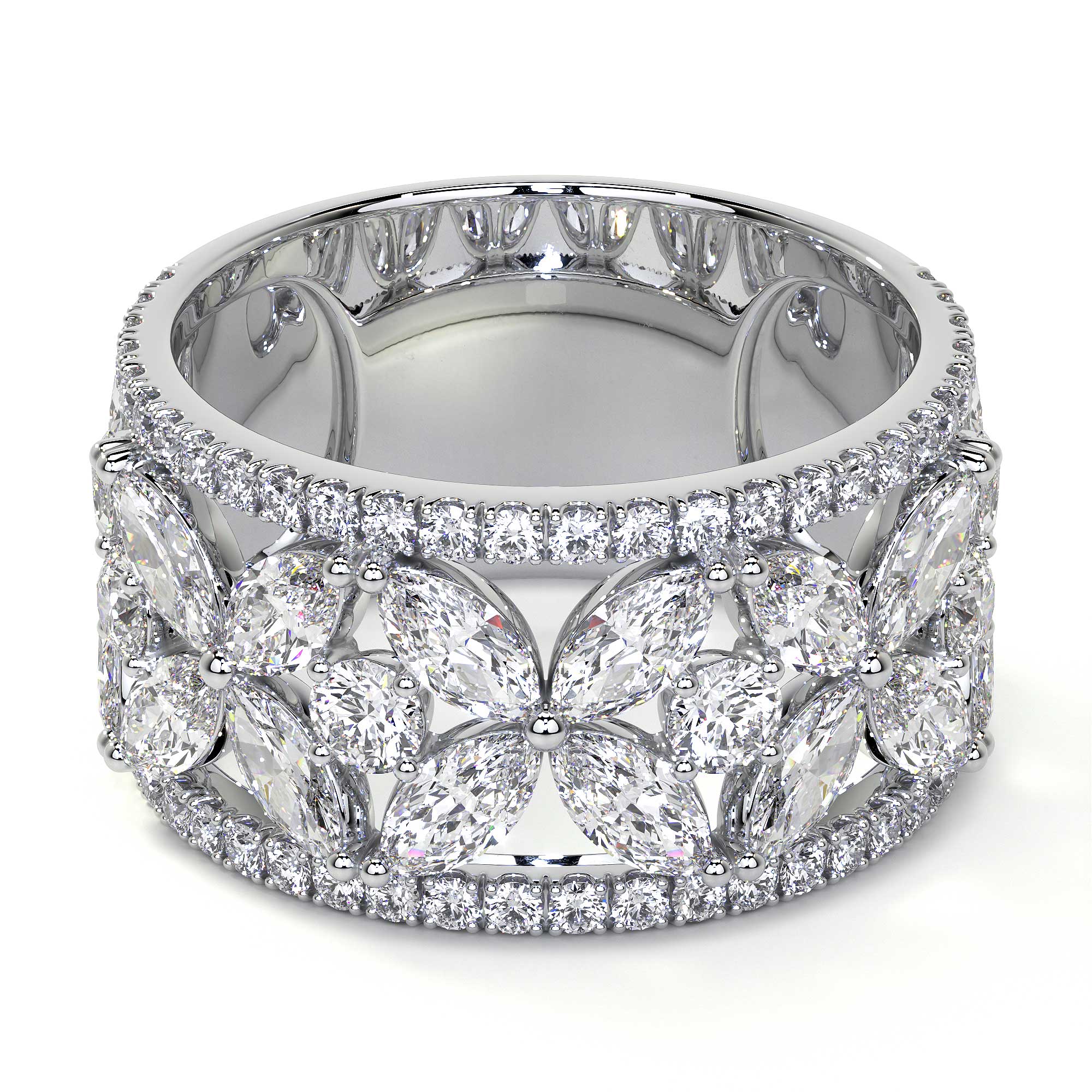 Butterfly 3.8 Carat Diamond Cluster Ring in 18K White Gold Leviev Rings Leviev Signature Leviev 
