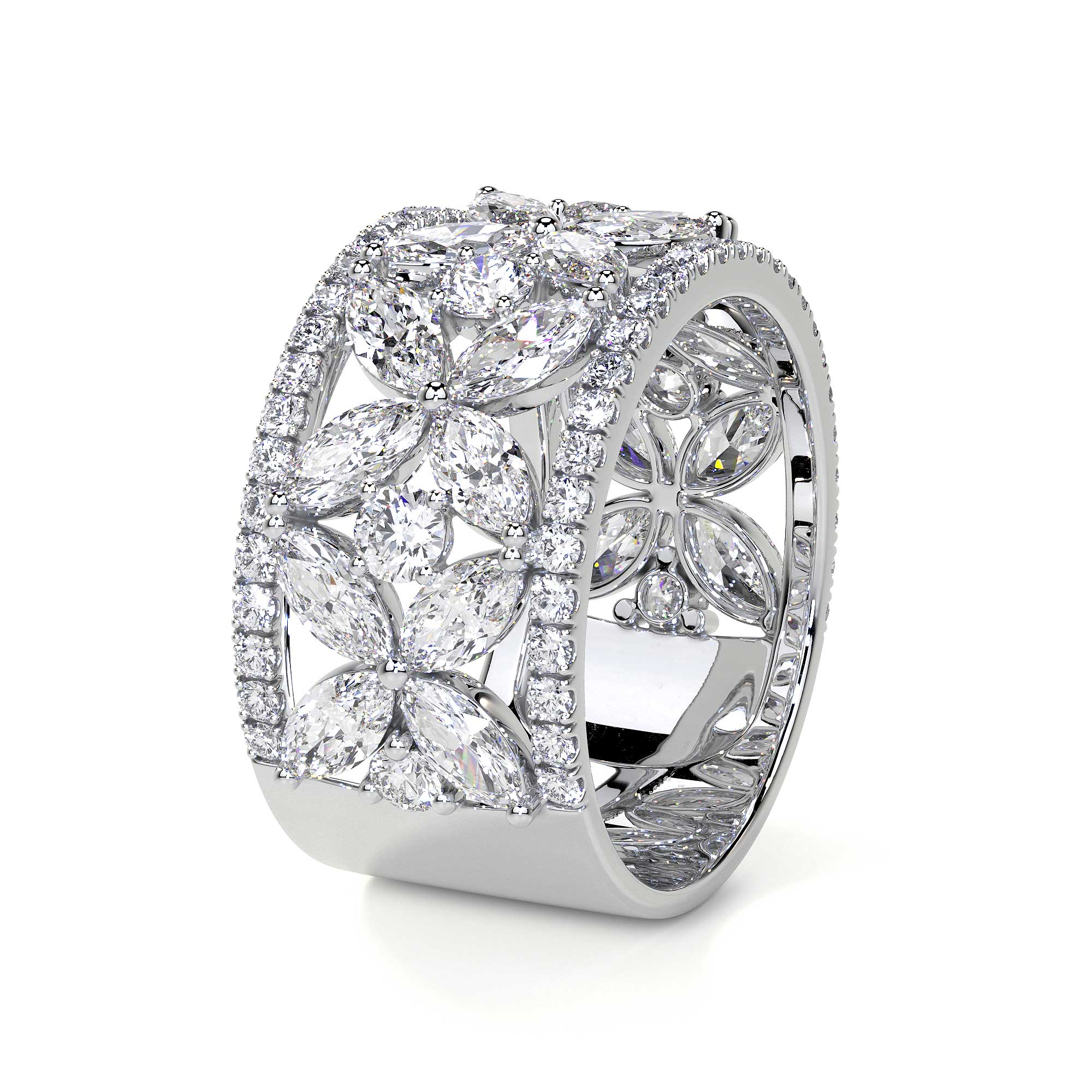 Butterfly 3.8 Carat Diamond Cluster Ring in 18K White Gold Leviev Rings Leviev Signature Leviev 