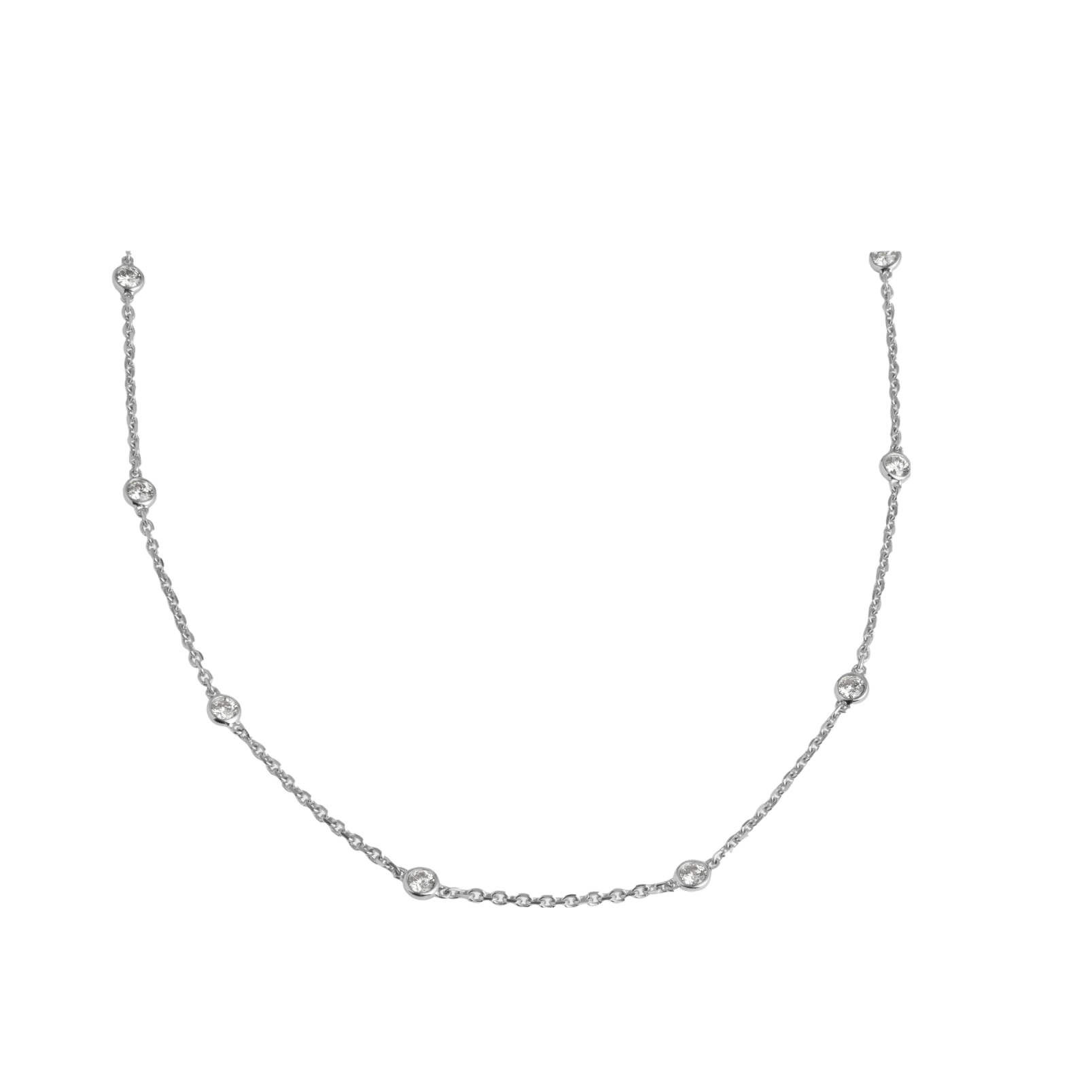 Leviev 18 inch diamond by the yard necklace on white background