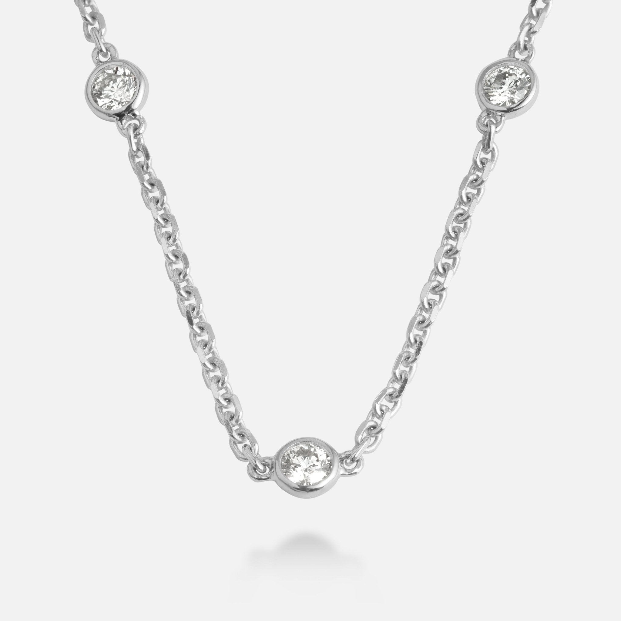 Leviev 18K white gold diamond by the yard necklace close-up