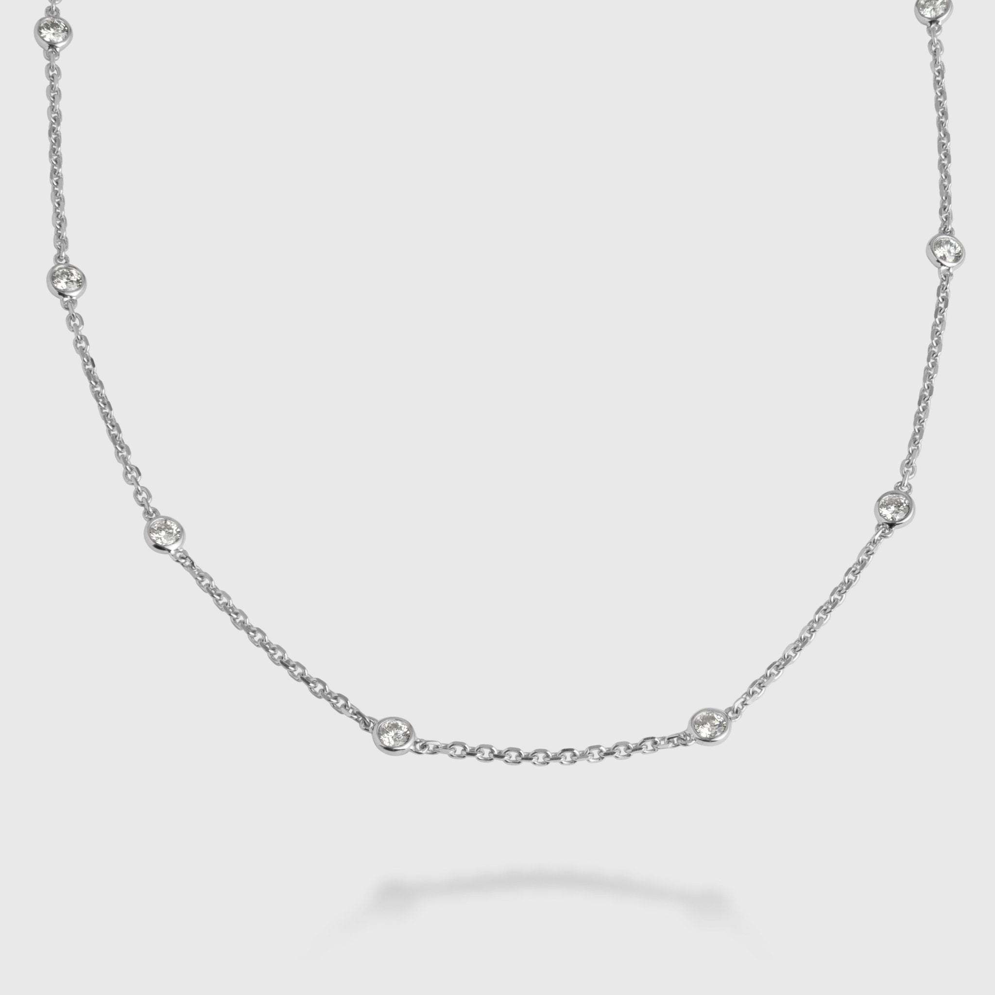 Leviev 1.50 carat diamond by the yard necklace flat lay
