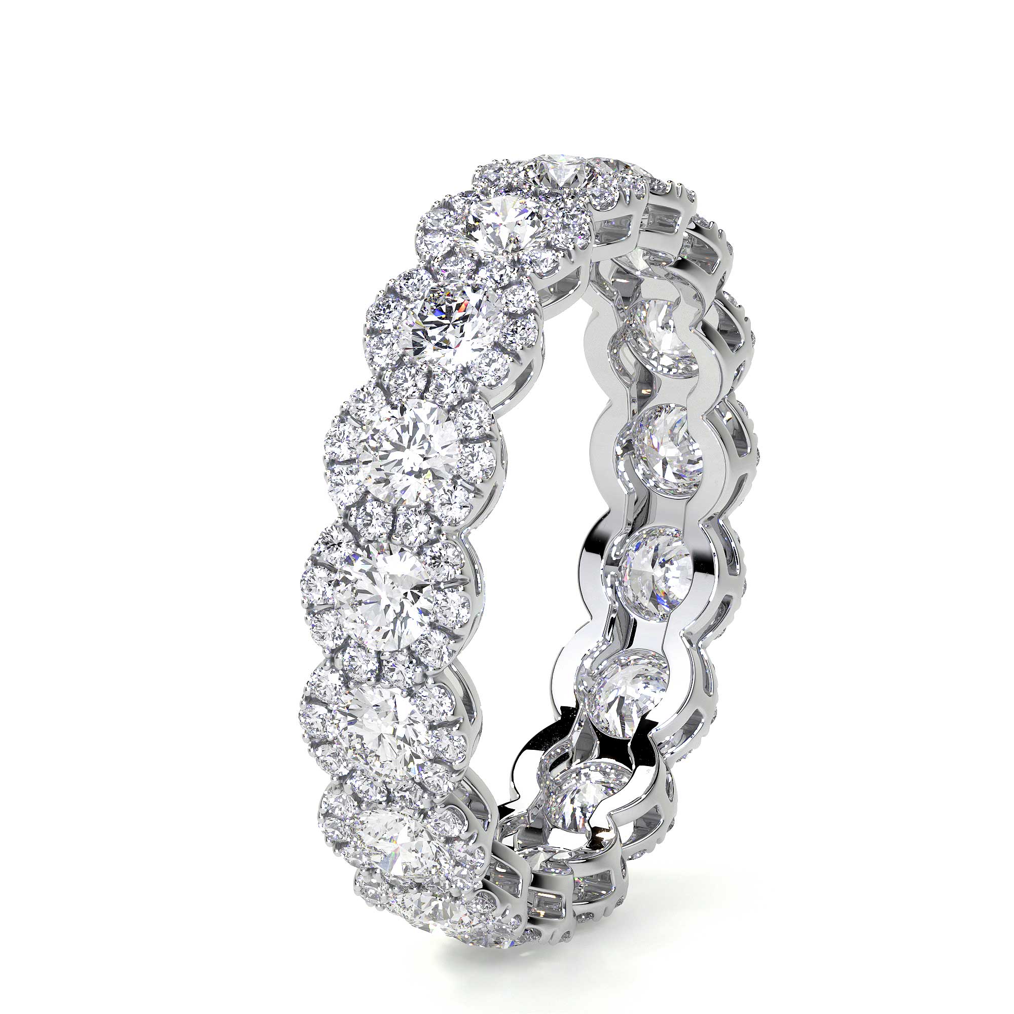 Diamond Eternity Band Ring with Halo, 2.93 CT Leviev Rings Leviev 