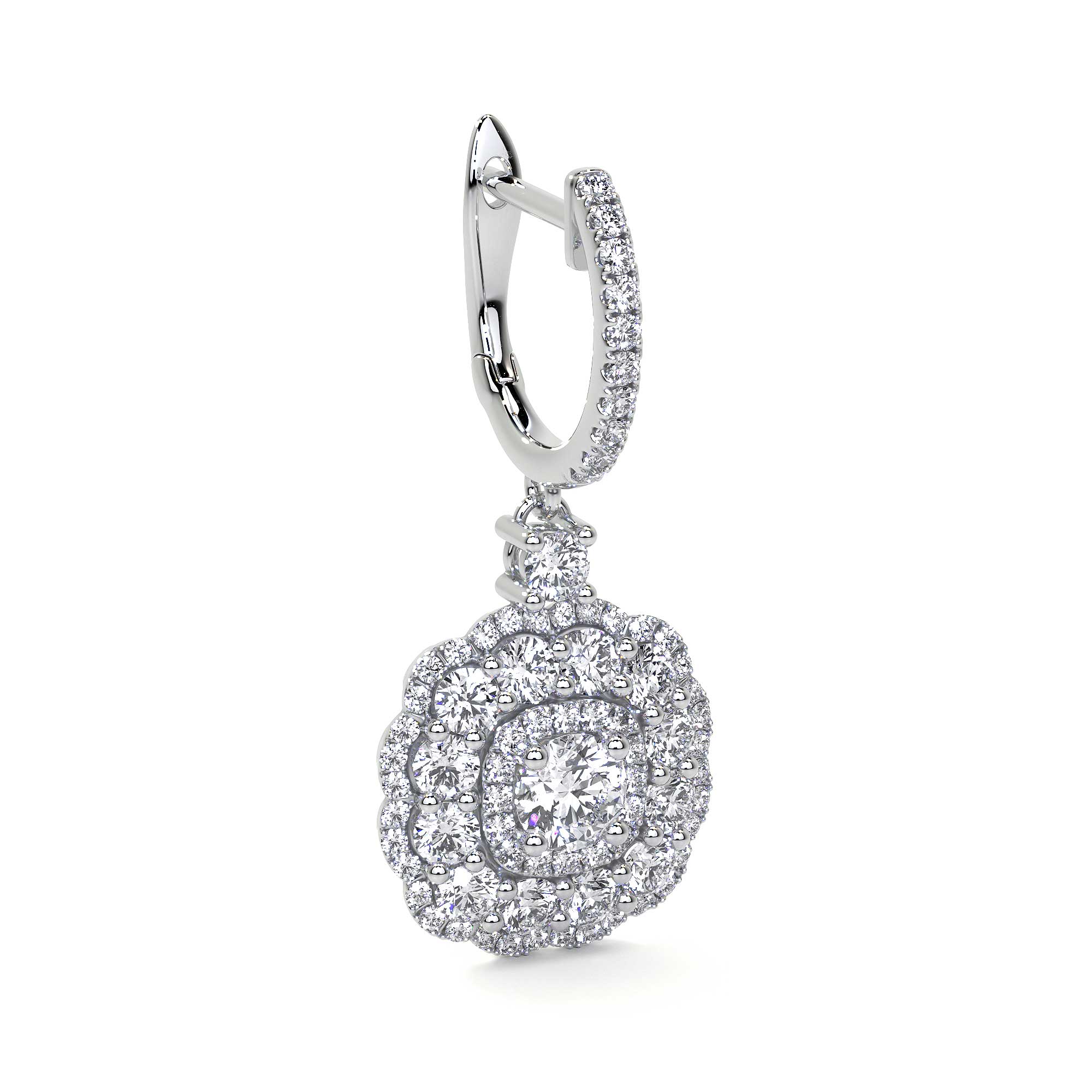 Drop Cluster Diamond Earrings with Halo Leviev Earrings Leviev 
