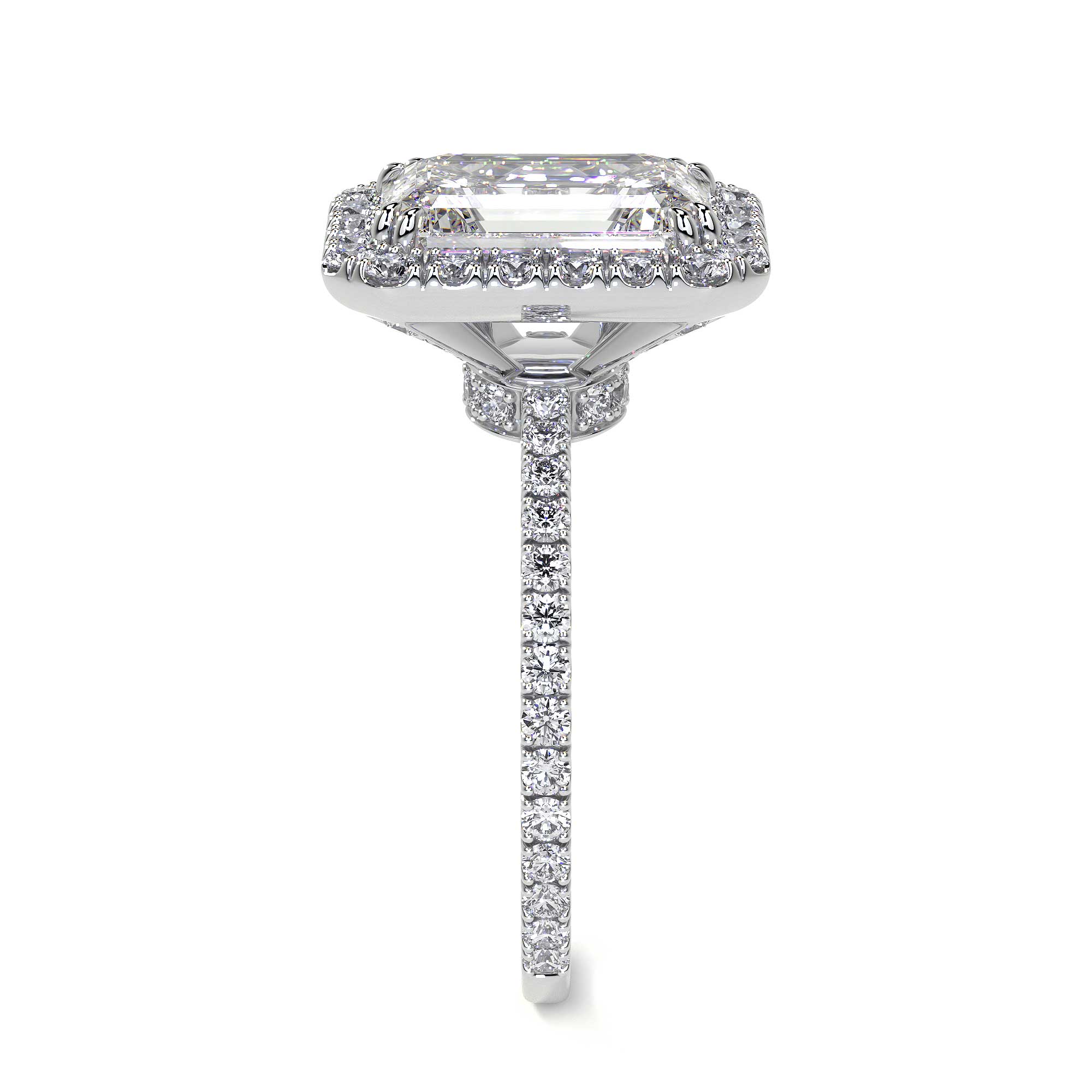 Emerald Cut Diamond Ring With Halo, 2 CT, White Gold Leviev Rings Emerald Cut, The Classic Collection Leviev 