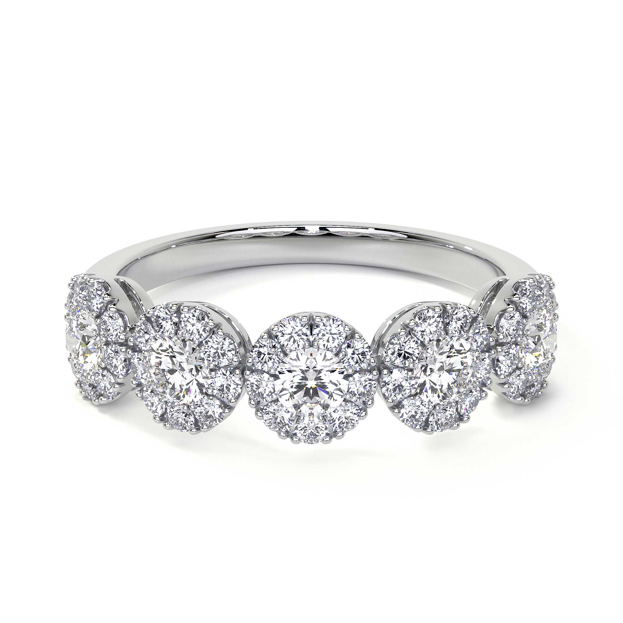 Half Eternity Diamond Ring With Round Halo, 1 CT Leviev Rings Leviev 