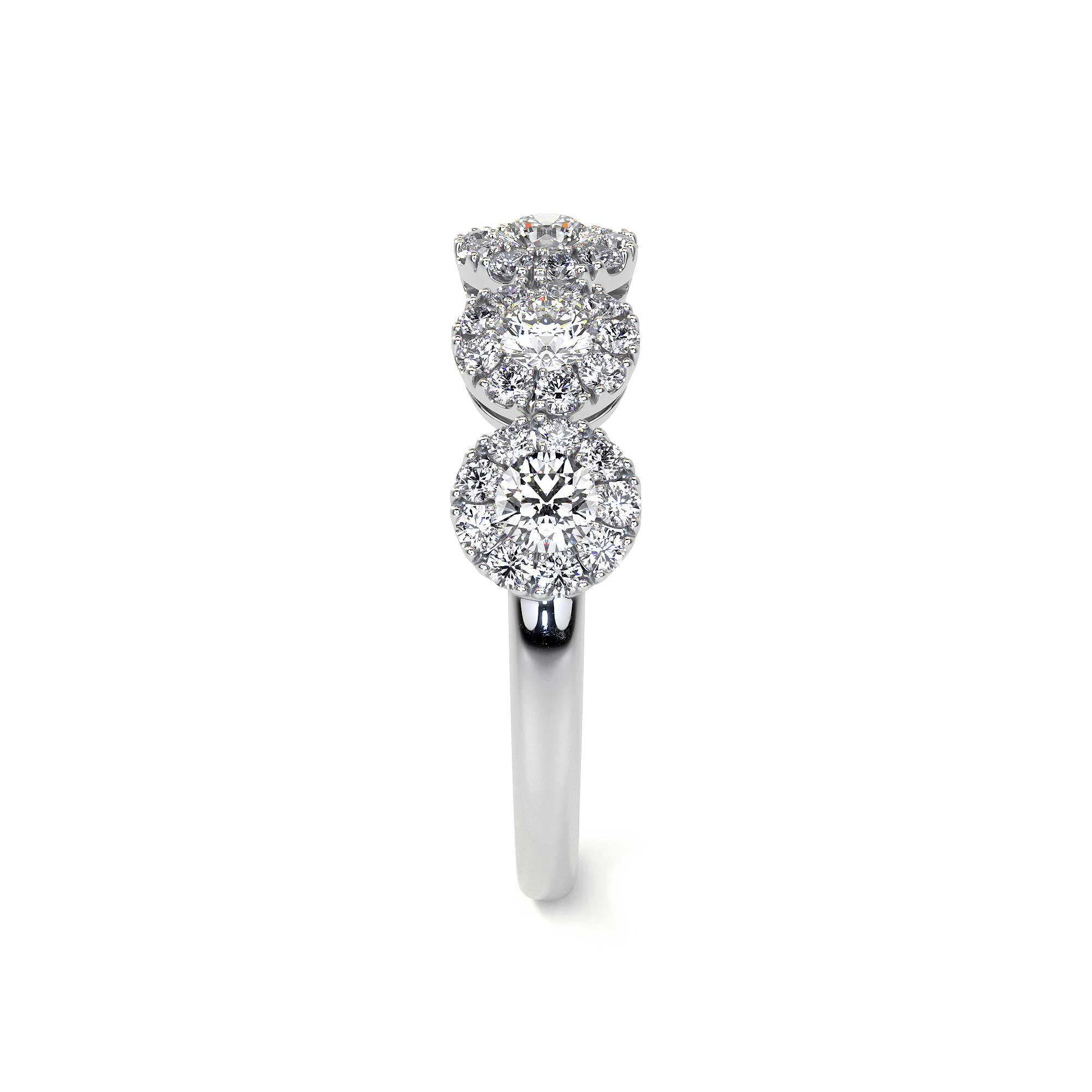 Half Eternity Diamond Ring With Round Halo, 1 CT Leviev Rings Leviev 