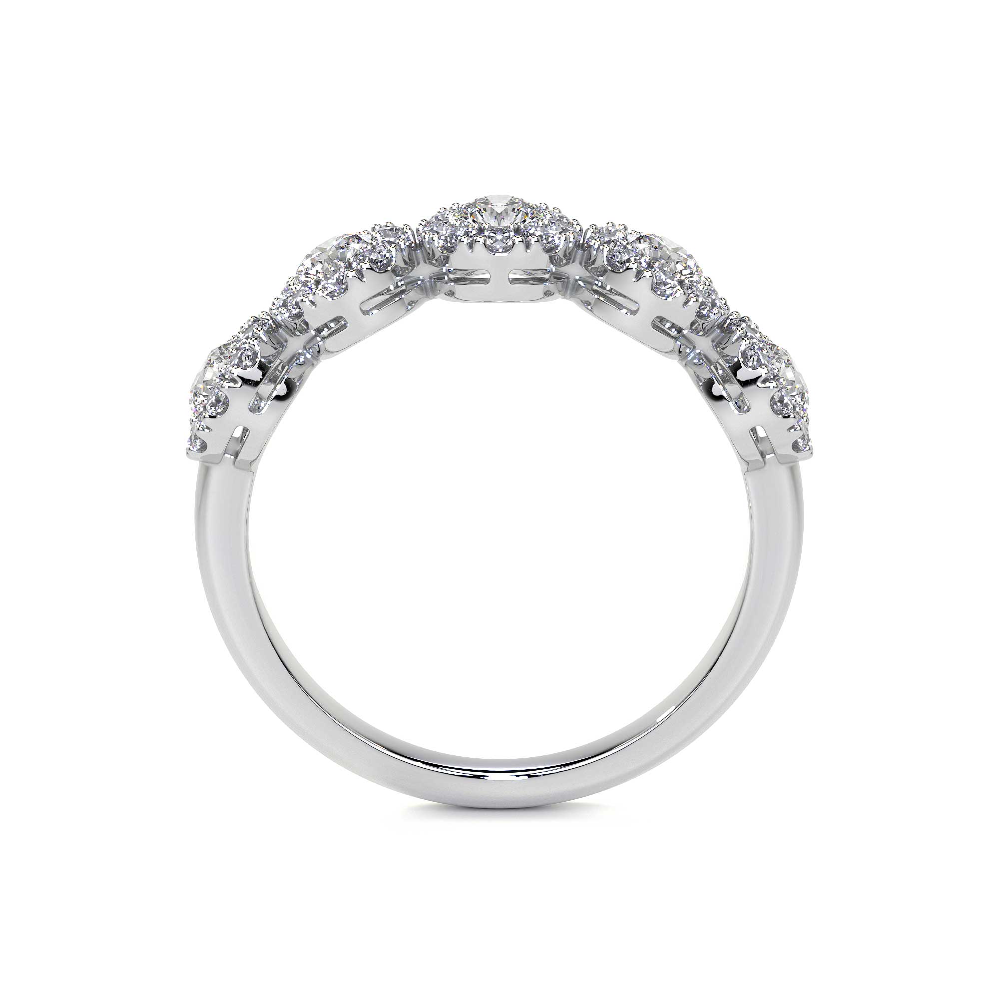 Half Eternity Diamond Ring With Round Halo, 1 CT Leviev Rings Leviev 