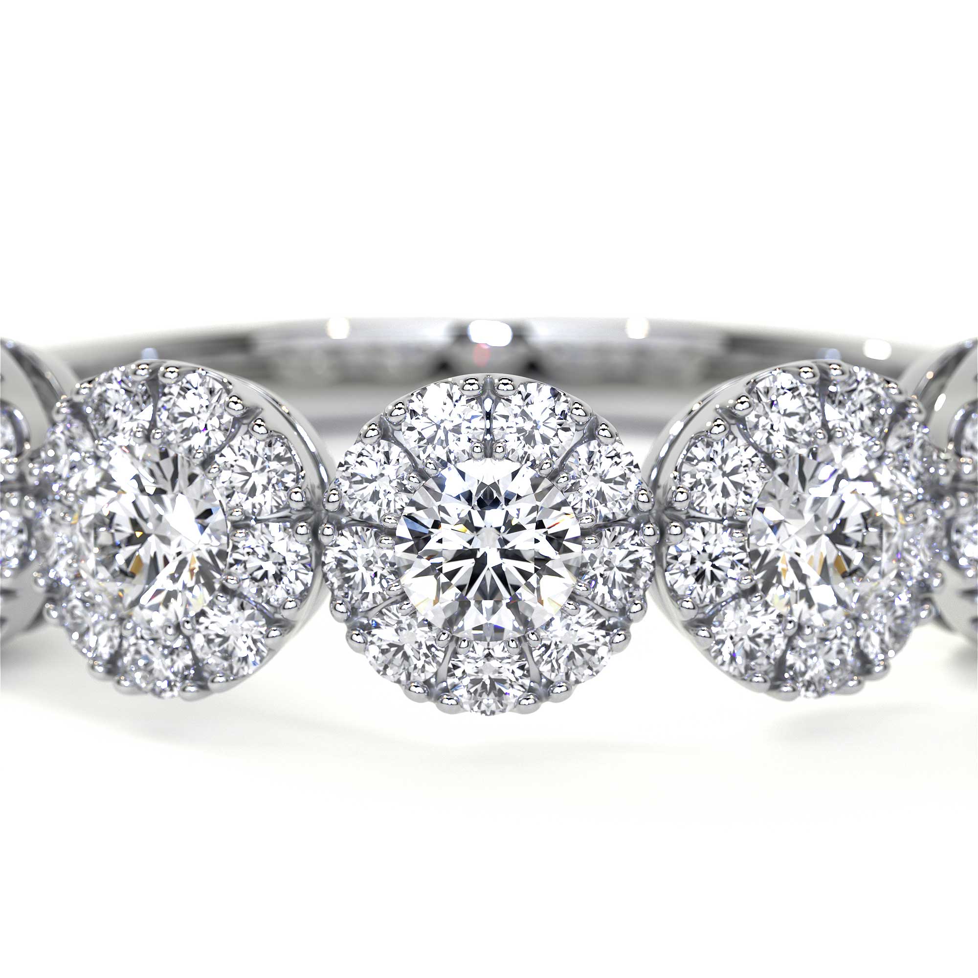 Half Eternity Diamond Ring With Round Halo, 1 CT Leviev Rings Leviev 