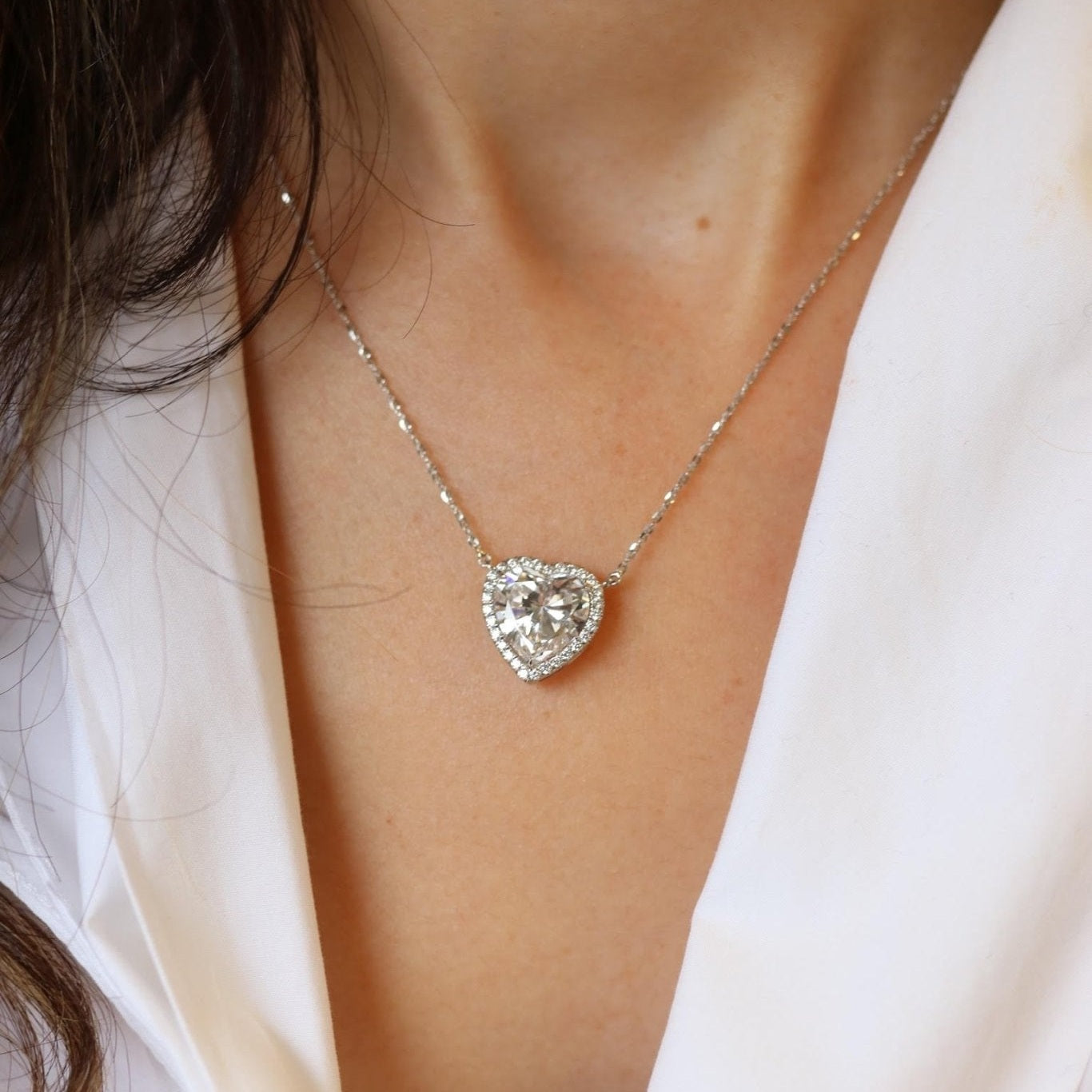 Heart Shape Diamond Necklace with Halo Leviev Necklaces High Jewelry Leviev 