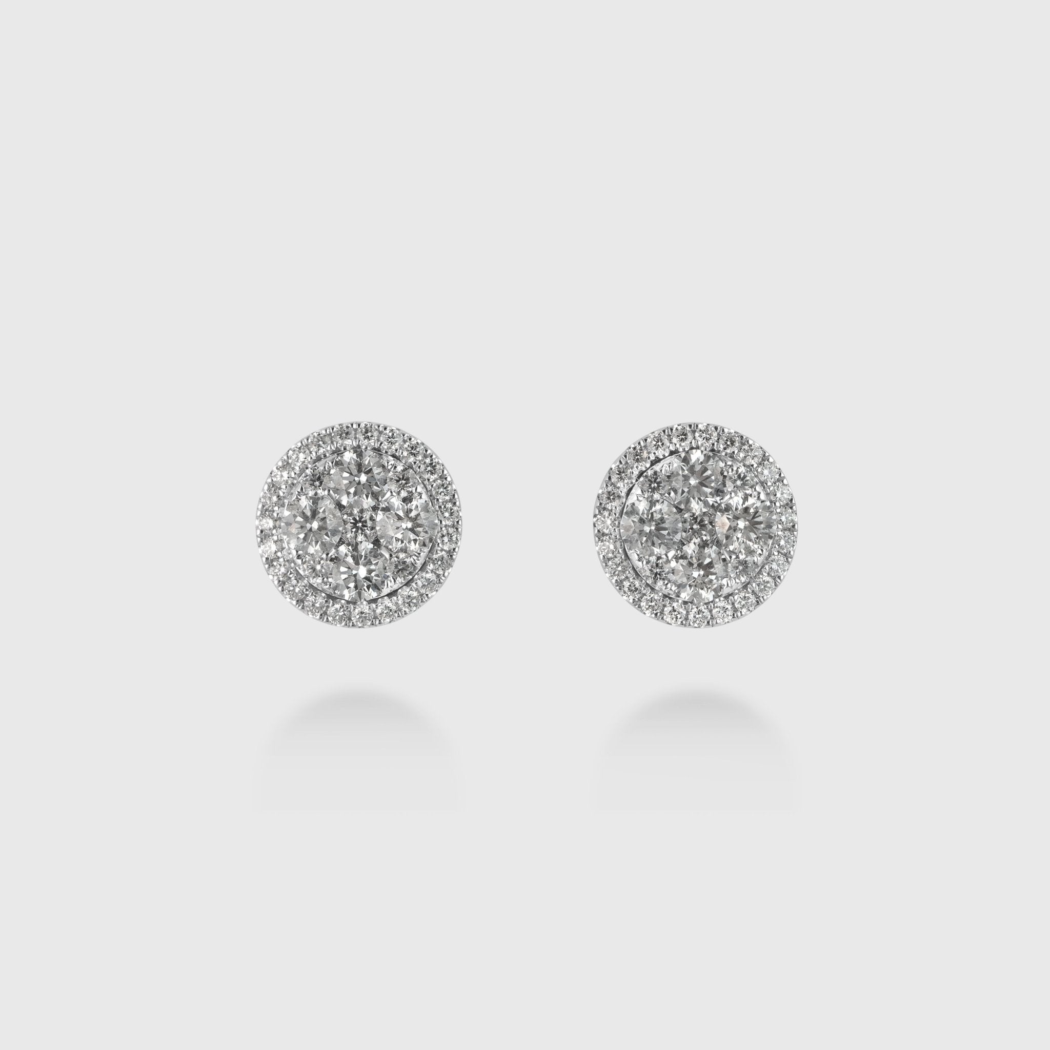 'Jacqueline' Round Cluster Stud Earrings with Halo, 2.65 CT Leviev Earrings The Classic Collection Leviev 