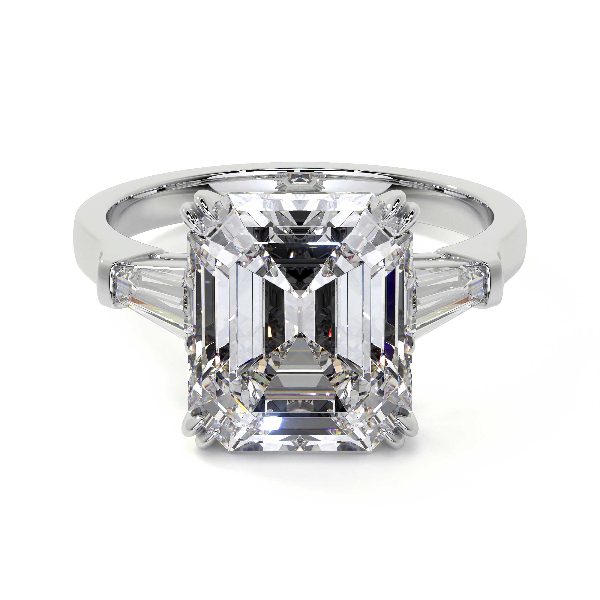 Top view of Lillie emerald cut diamond engagement ring in platinum