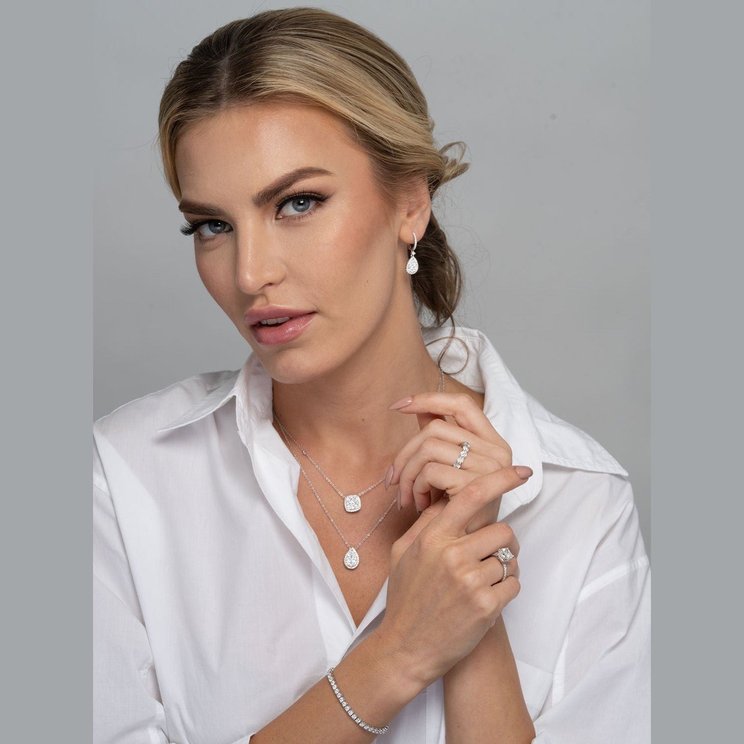 'Marilyn' Pear Shaped Halo Diamond Necklace, 1.40 CT Leviev Necklaces The Classic Collection Leviev 